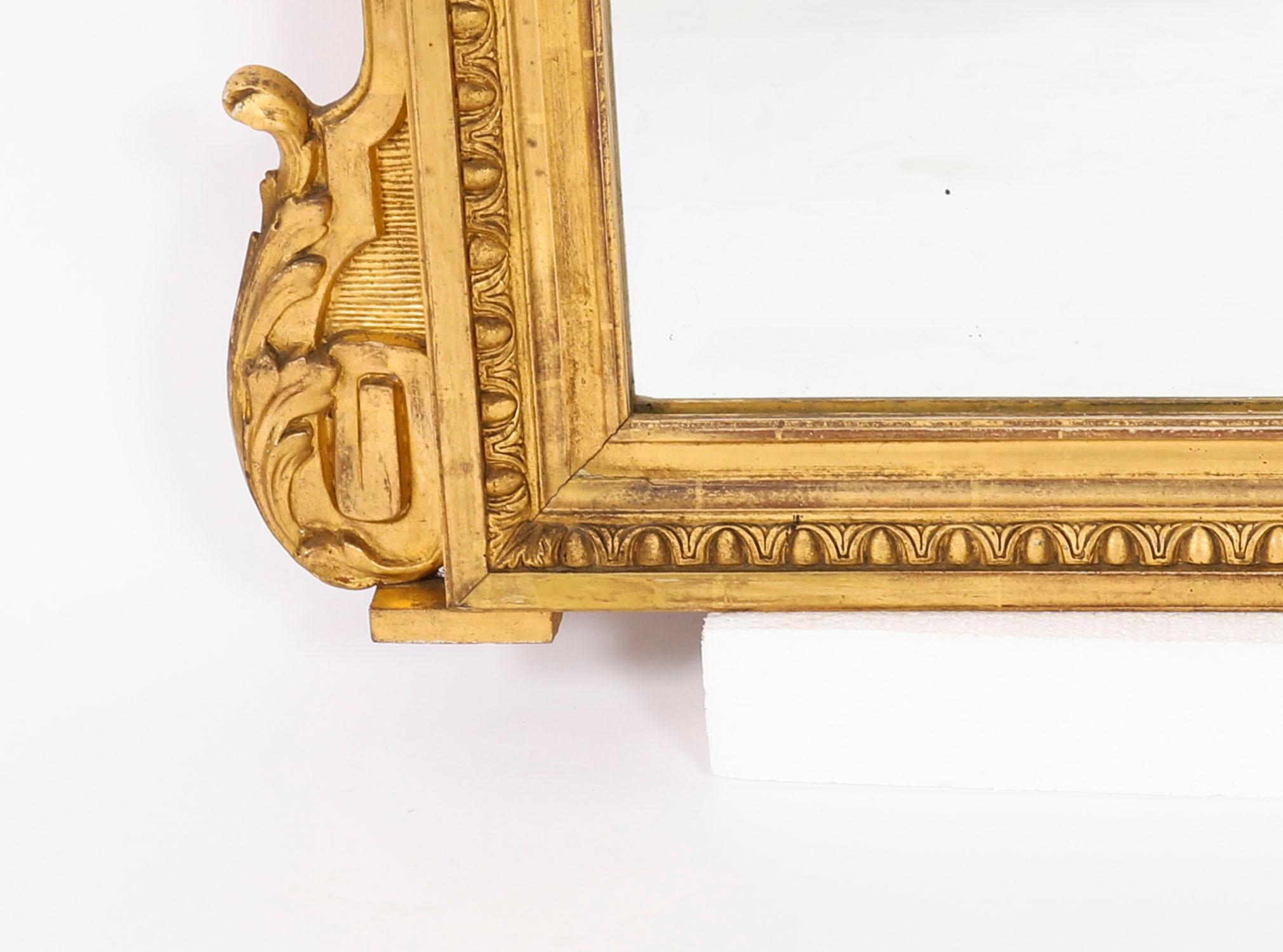 XIXe siècle Antique Grand miroir d'embarcadère en bois doré de style Louis XVI français 19ème siècle en vente