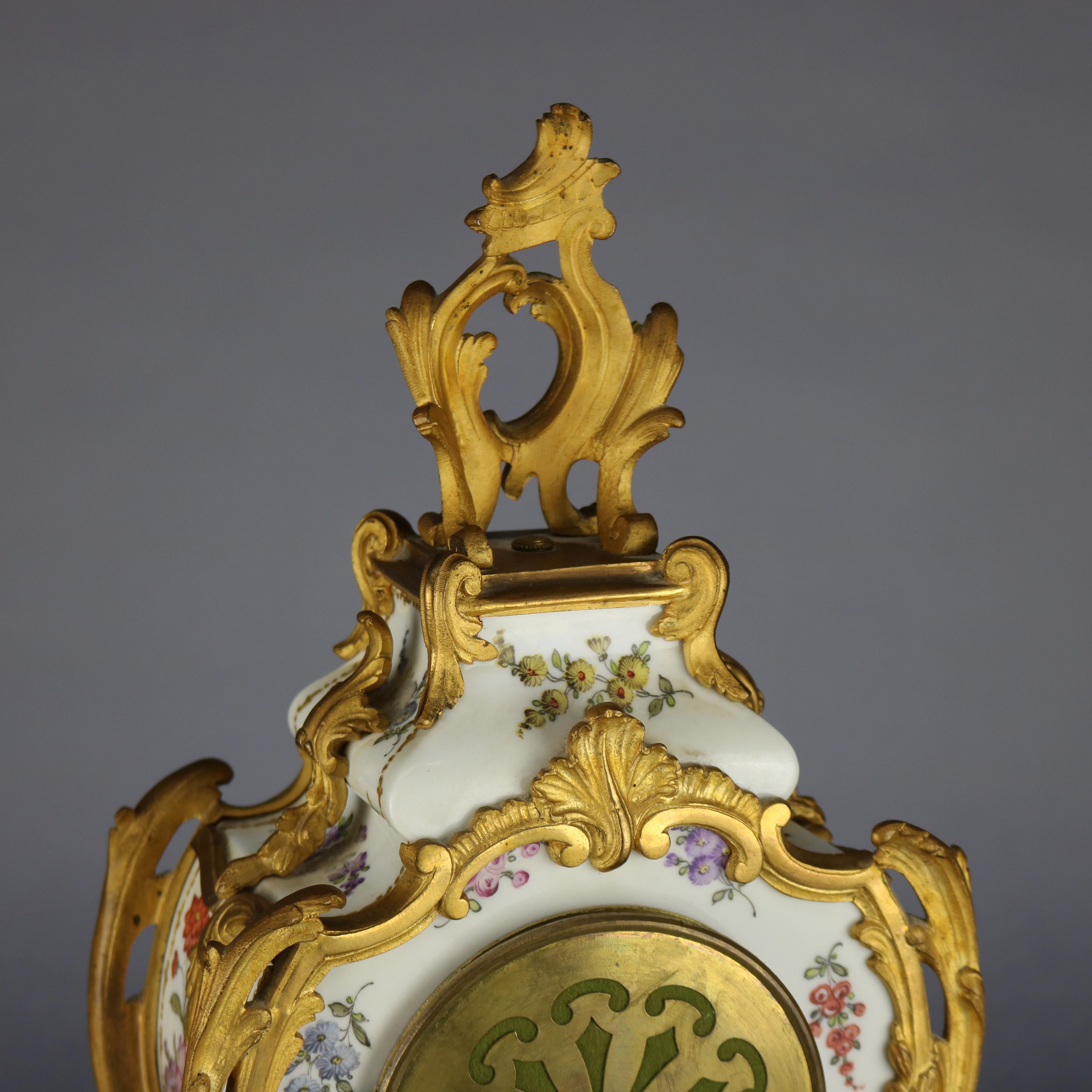Antique Large French Louis XIV Porcelain & Dore Bronze Clock, circa 1890 1
