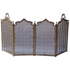 Antique Large French Ormolu Fire Screen in Rococo Style, 19th Century