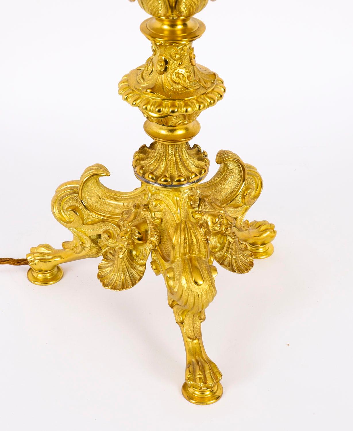 Antique Large French Ormolu Gilt Bronze Lamp c1880 19th Century en venta 6