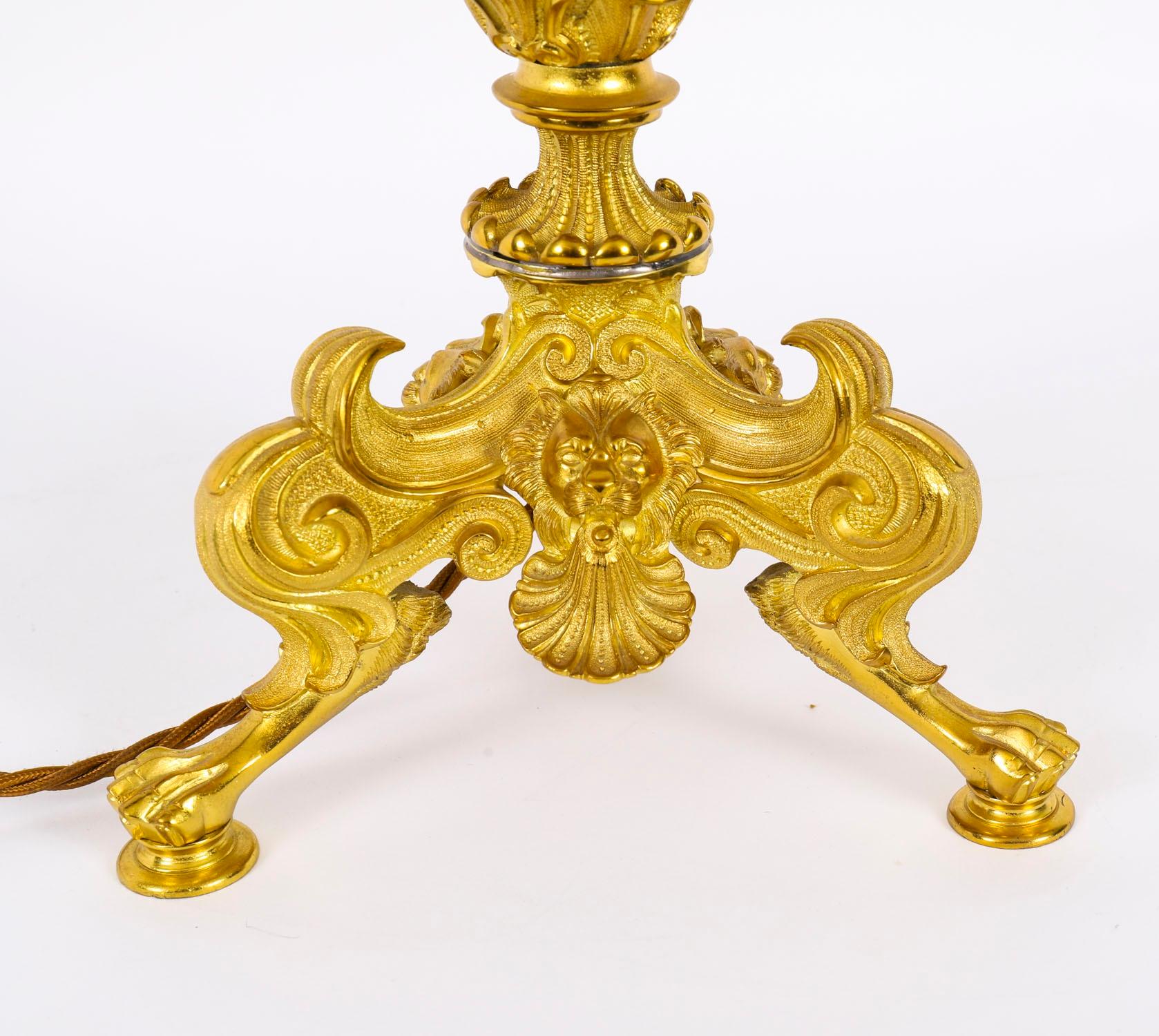Antique Large French Ormolu Gilt Bronze Lamp c1880 19th Century en venta 7