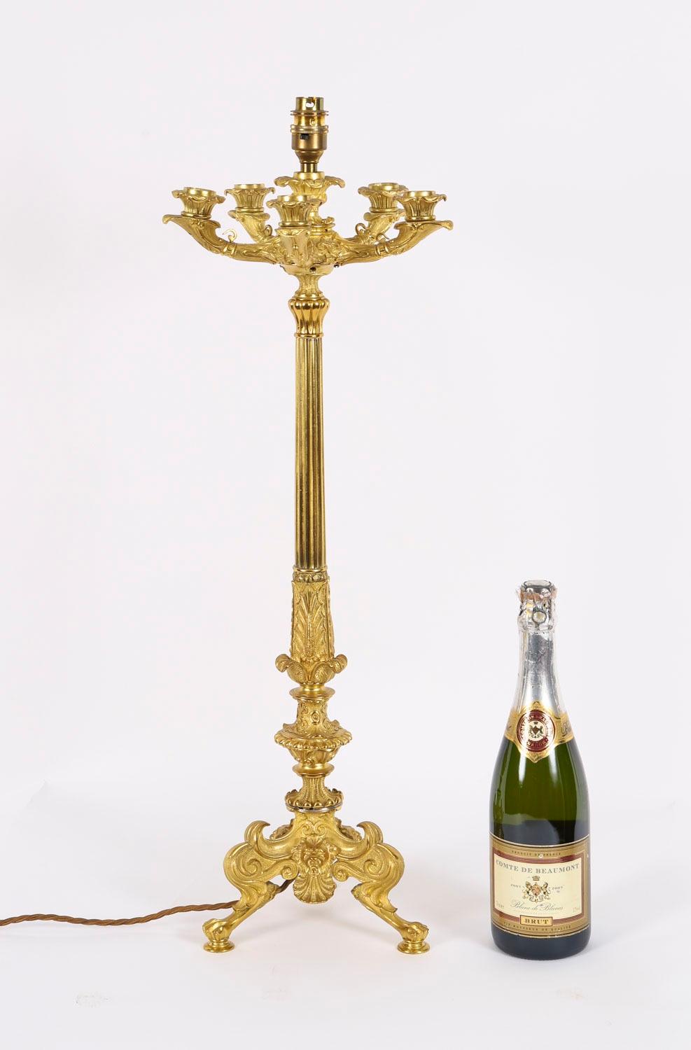 Antique Large French Ormolu Gilt Bronze Lamp c1880 19th Century en venta 9