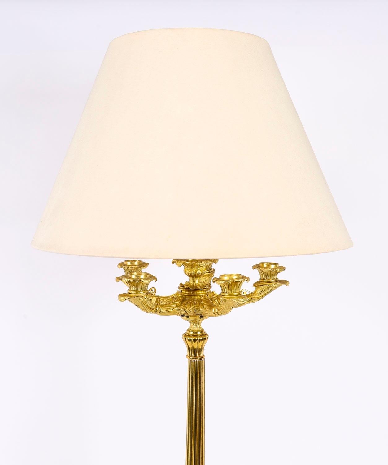 Antique Large French Ormolu Gilt Bronze Lamp c1880 19th Century Bronce en venta