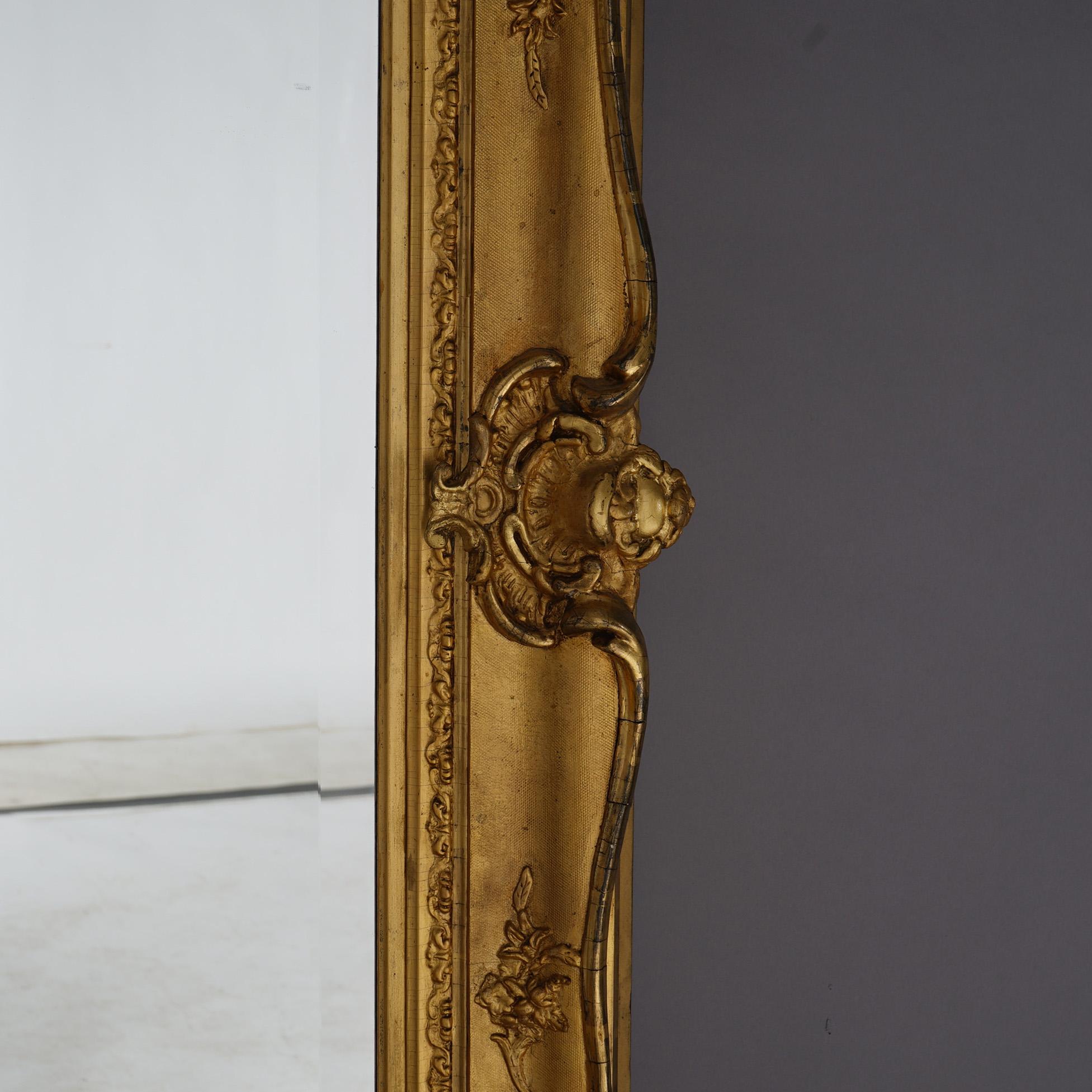 Antique & Large French Renaissance Giltwood Wall Mirror 19th C 6