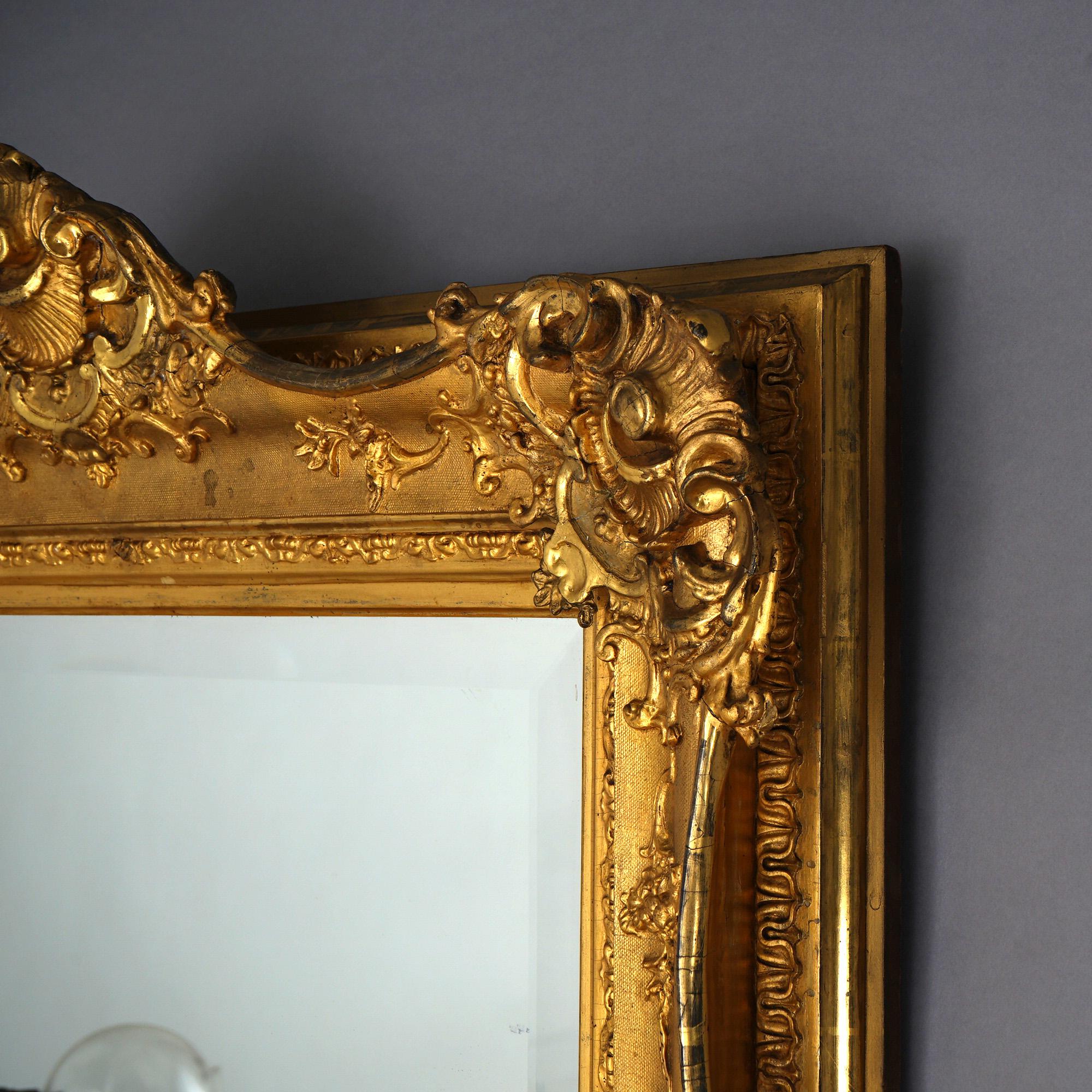 Antique & Large French Renaissance Giltwood Wall Mirror 19th C 7