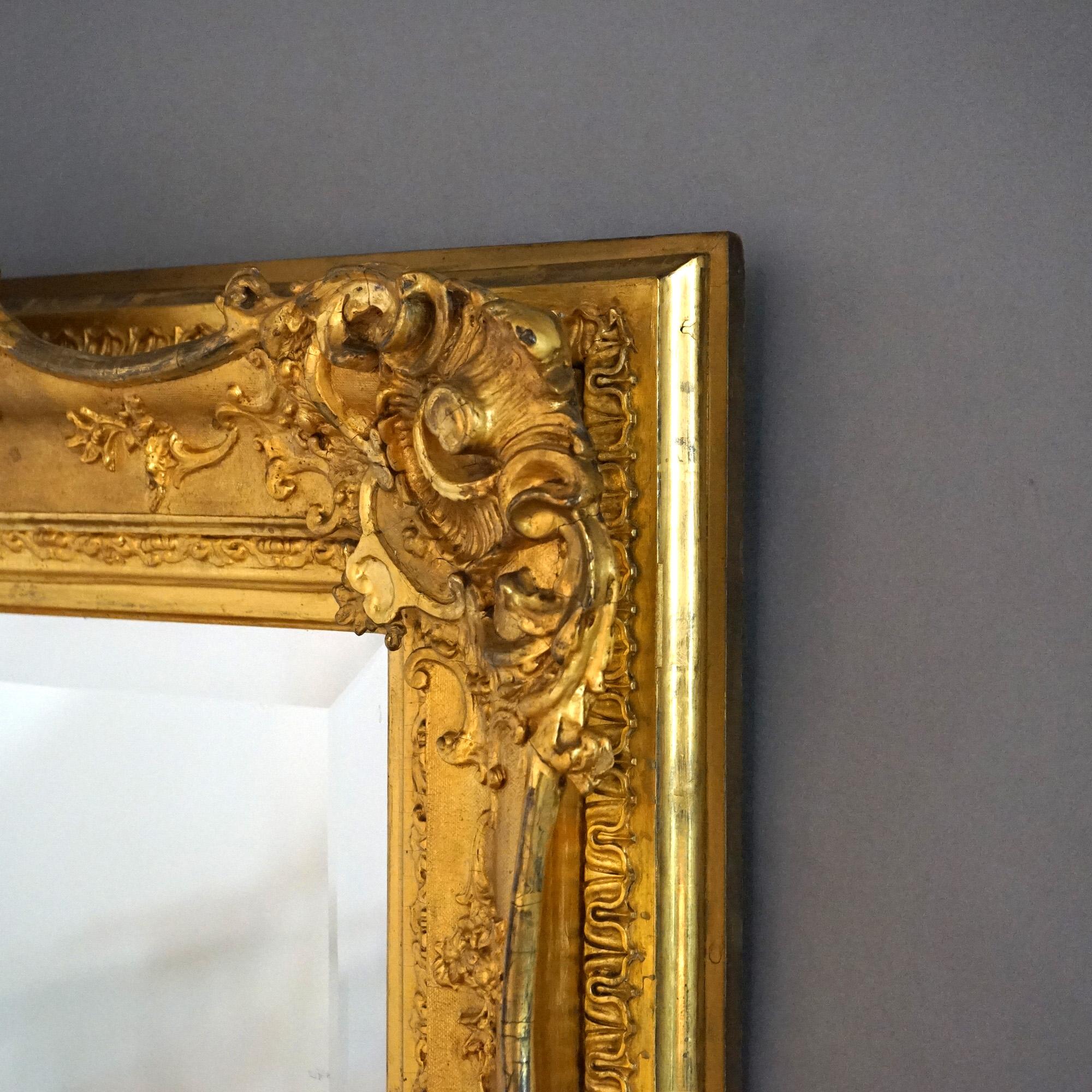 Antique & Large French Renaissance Giltwood Wall Mirror 19th C 10