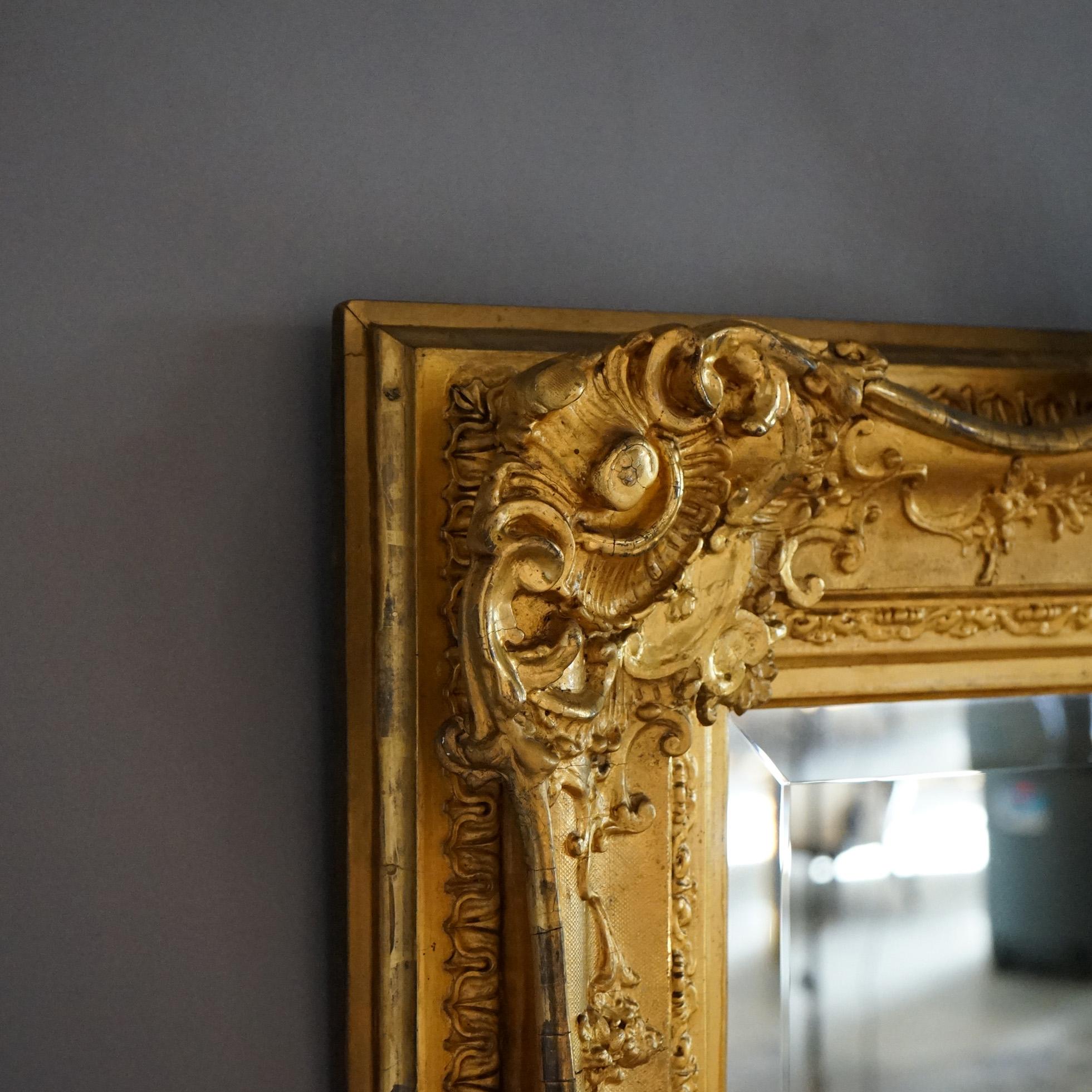 Antique & Large French Renaissance Giltwood Wall Mirror 19th C 12