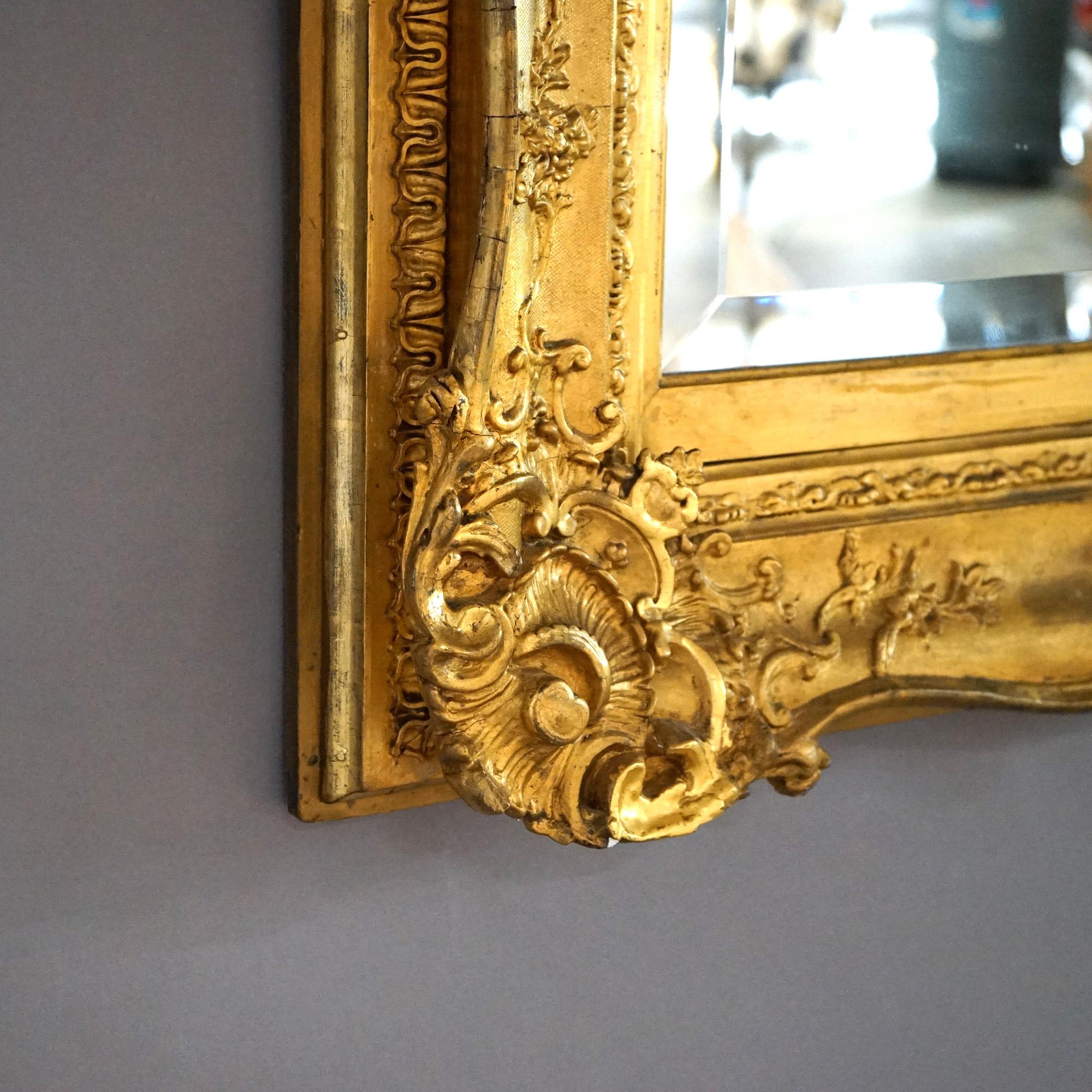 Antique & Large French Renaissance Giltwood Wall Mirror 19th C 14