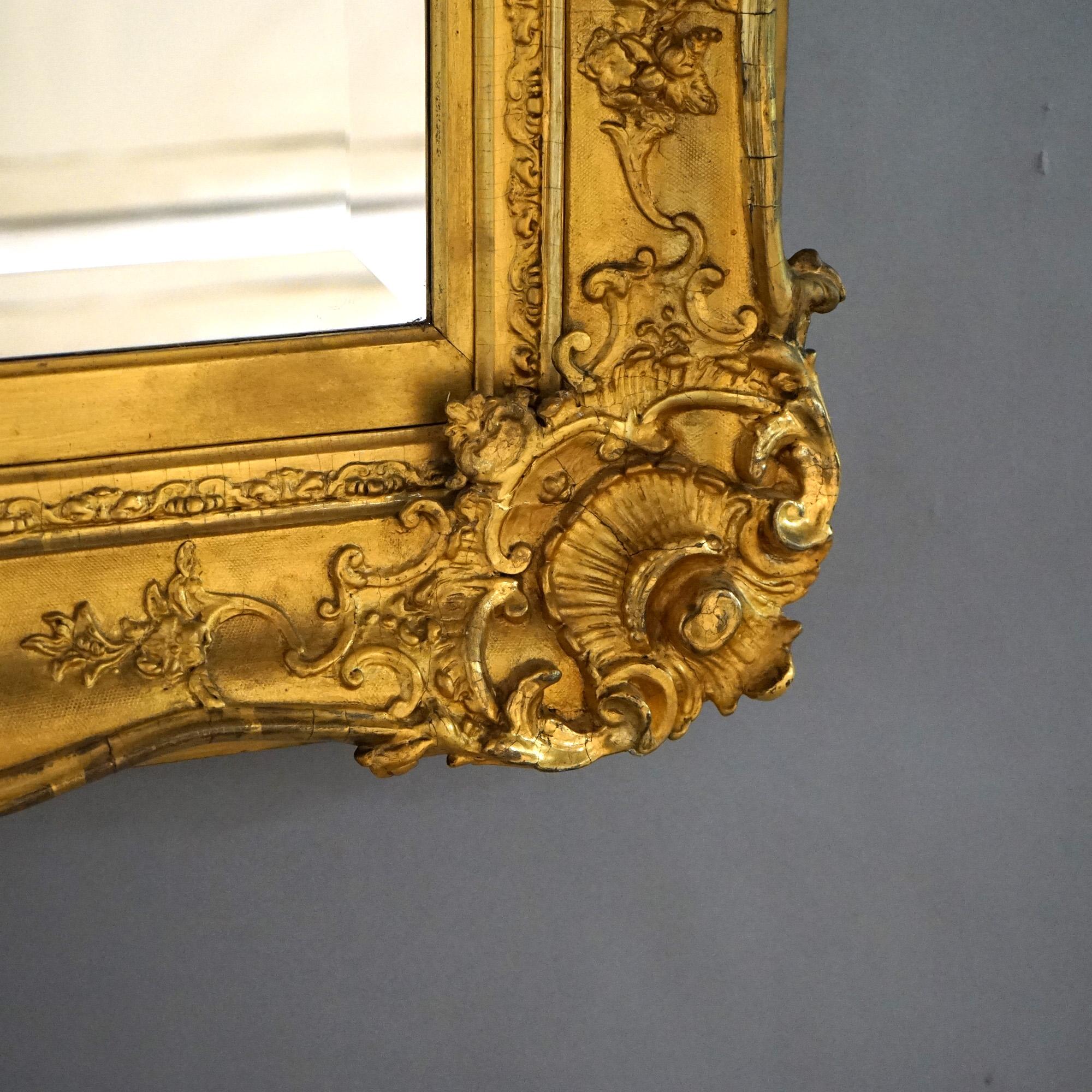 Antique & Large French Renaissance Giltwood Wall Mirror 19th C 16