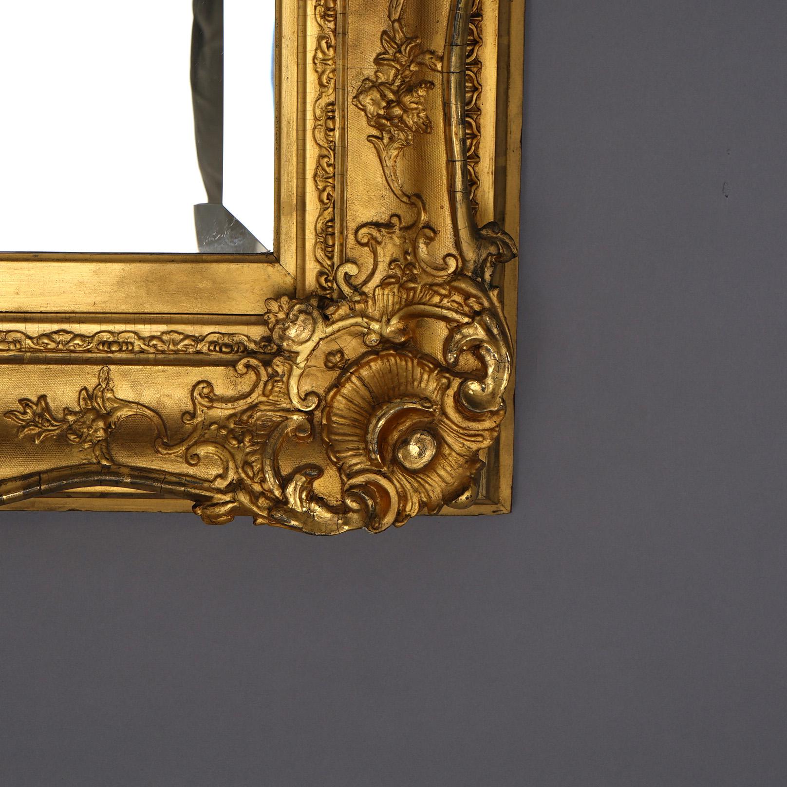 Antique & Large French Renaissance Giltwood Wall Mirror 19th C In Good Condition In Big Flats, NY