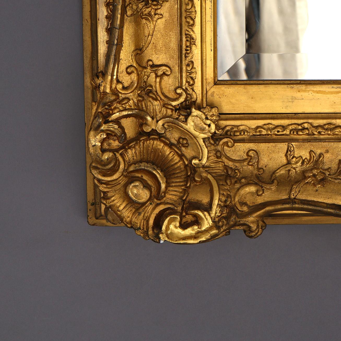 Antique & Large French Renaissance Giltwood Wall Mirror 19th C 1