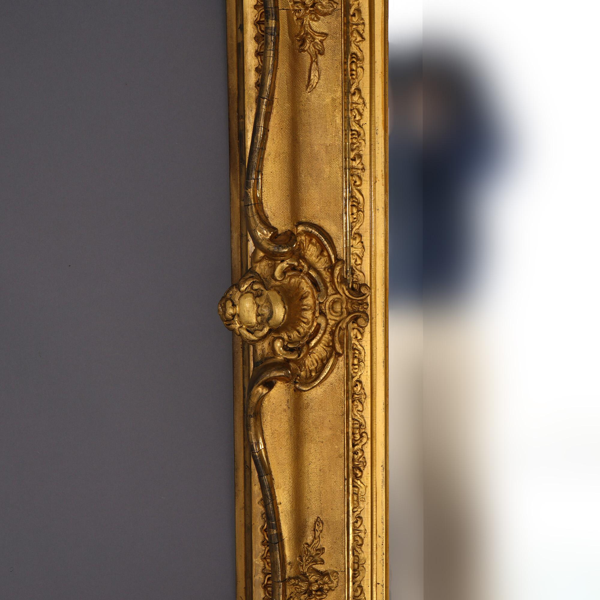 Antique & Large French Renaissance Giltwood Wall Mirror 19th C 2