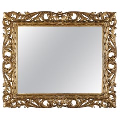 Antique Large French Rococo Reticulated Giltwood Wall Mirror, circa 1850