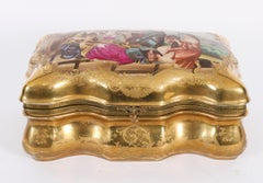 Antique Large French Sevres Golden Porcelain Casket 19th Century