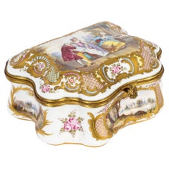 Antique Large French Sevres Porcelain Casket 19th Century