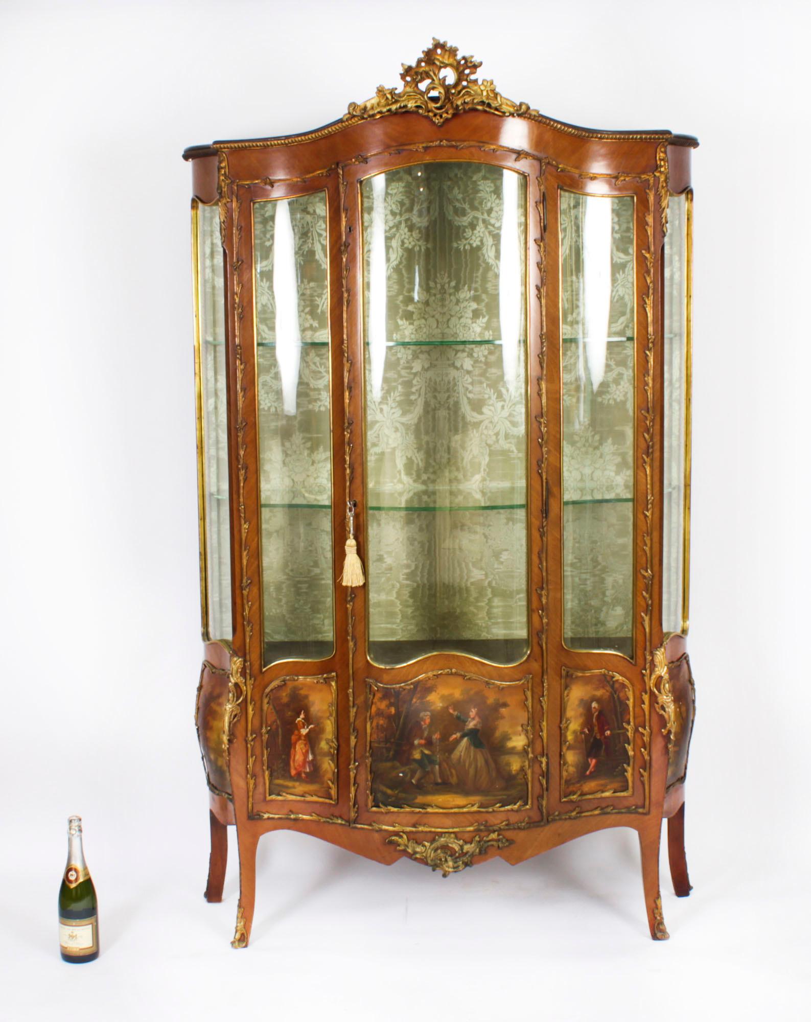 Antike große französische Vernis Martin Vitrine C1880 19. Jahrhundert  im Angebot 14