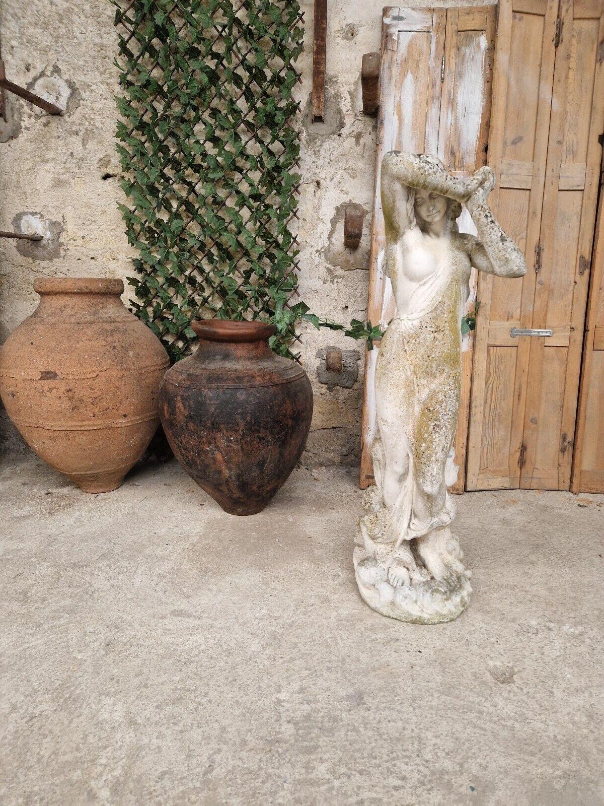 Antique Large Garden Statue Female Sculpture with Nice Patina For Sale 3