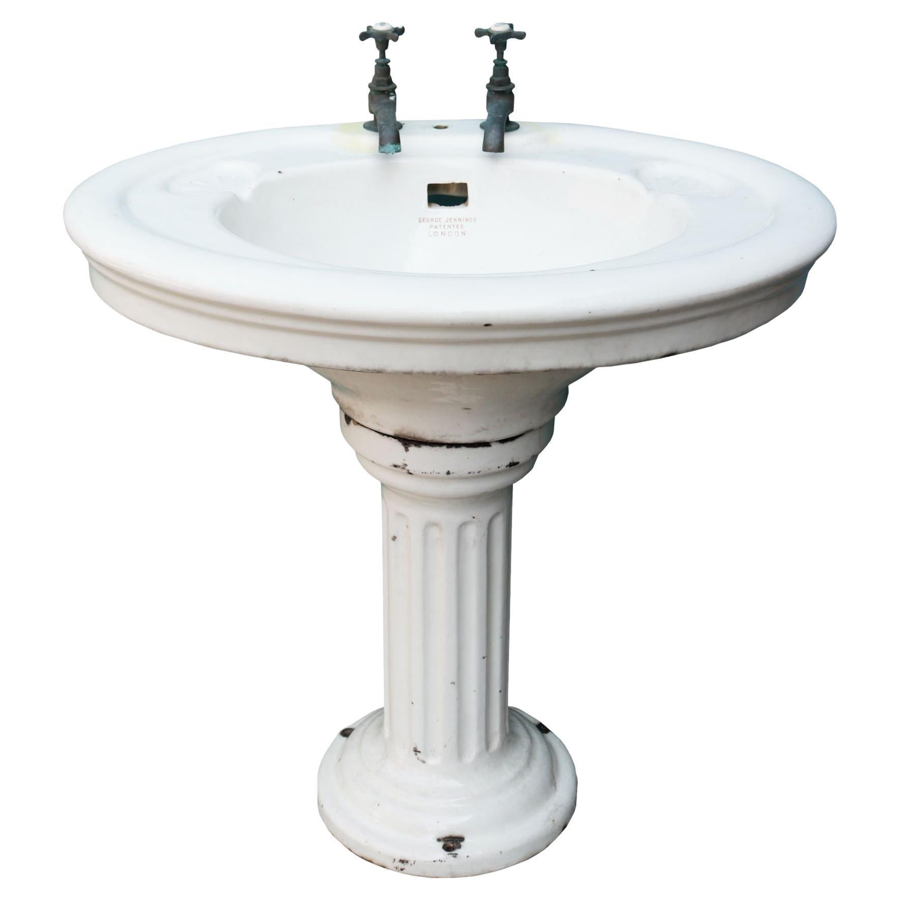 Antique Large George Jennings Pedestal Basin For Sale