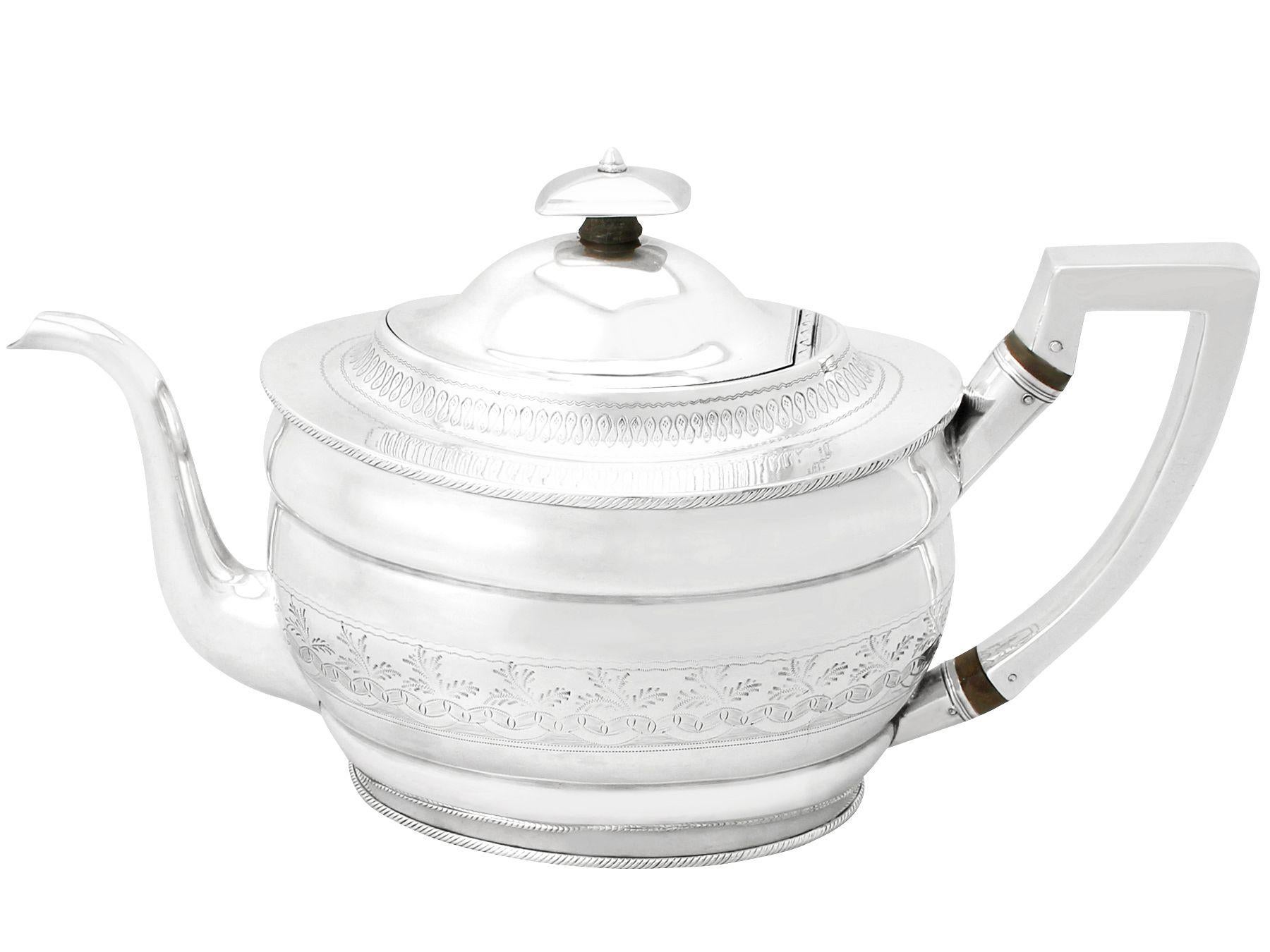 Early 19th Century Antique Large Georgian English Sterling Silver Three-Piece Tea Service