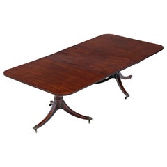 Antique Large Georgian Mahogany Extending Pedestal Dining Table, 19th Century
