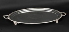 Antique Large German Oval Silver Plated Tray Peters Hamburg 19th Century