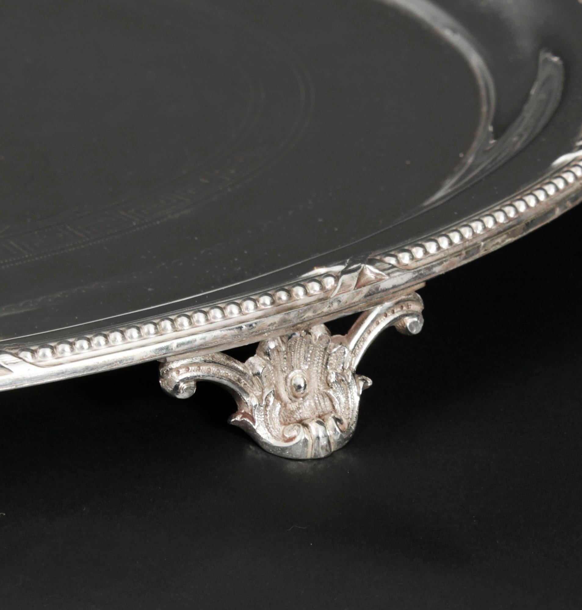 Sterling Silver Antique Large German Oval Silver Plated Tray Peters Hamburg 19th Century For Sale