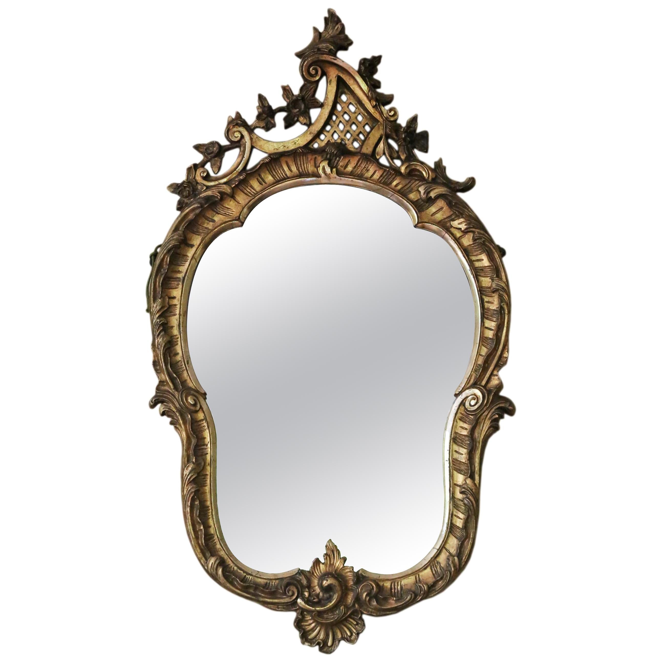 Antique Large Gilt 19th Century Overmantle or Wall Mirror For Sale