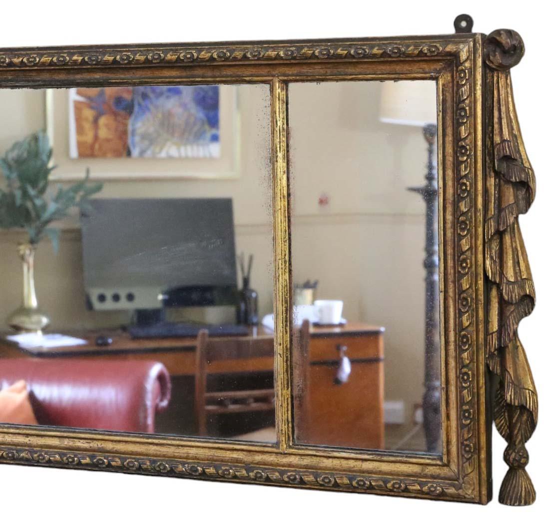 Antique large gilt 19th Century overmantle wall mirror fine quality For Sale 1