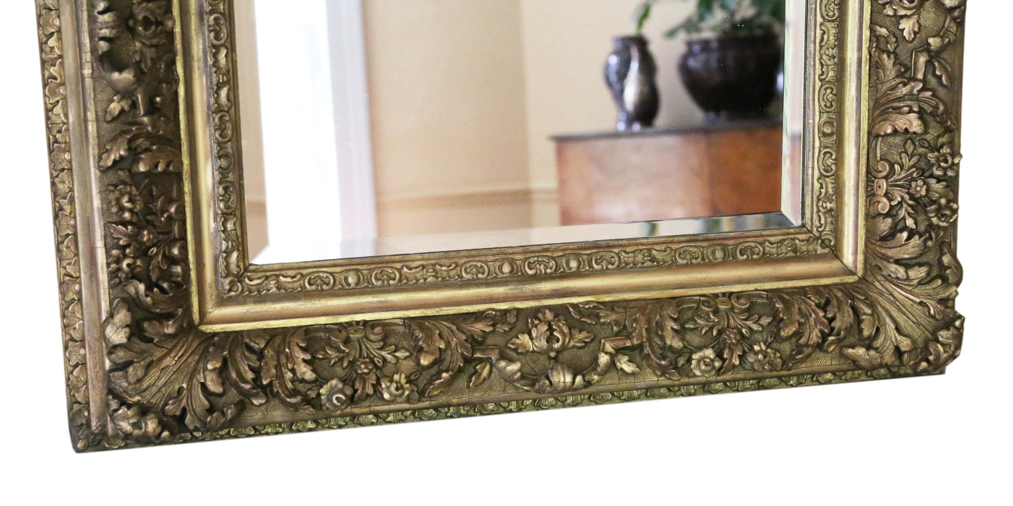 Antique Large Gilt 19th Century Overmantle Wall Mirror In Good Condition For Sale In Wisbech, Cambridgeshire