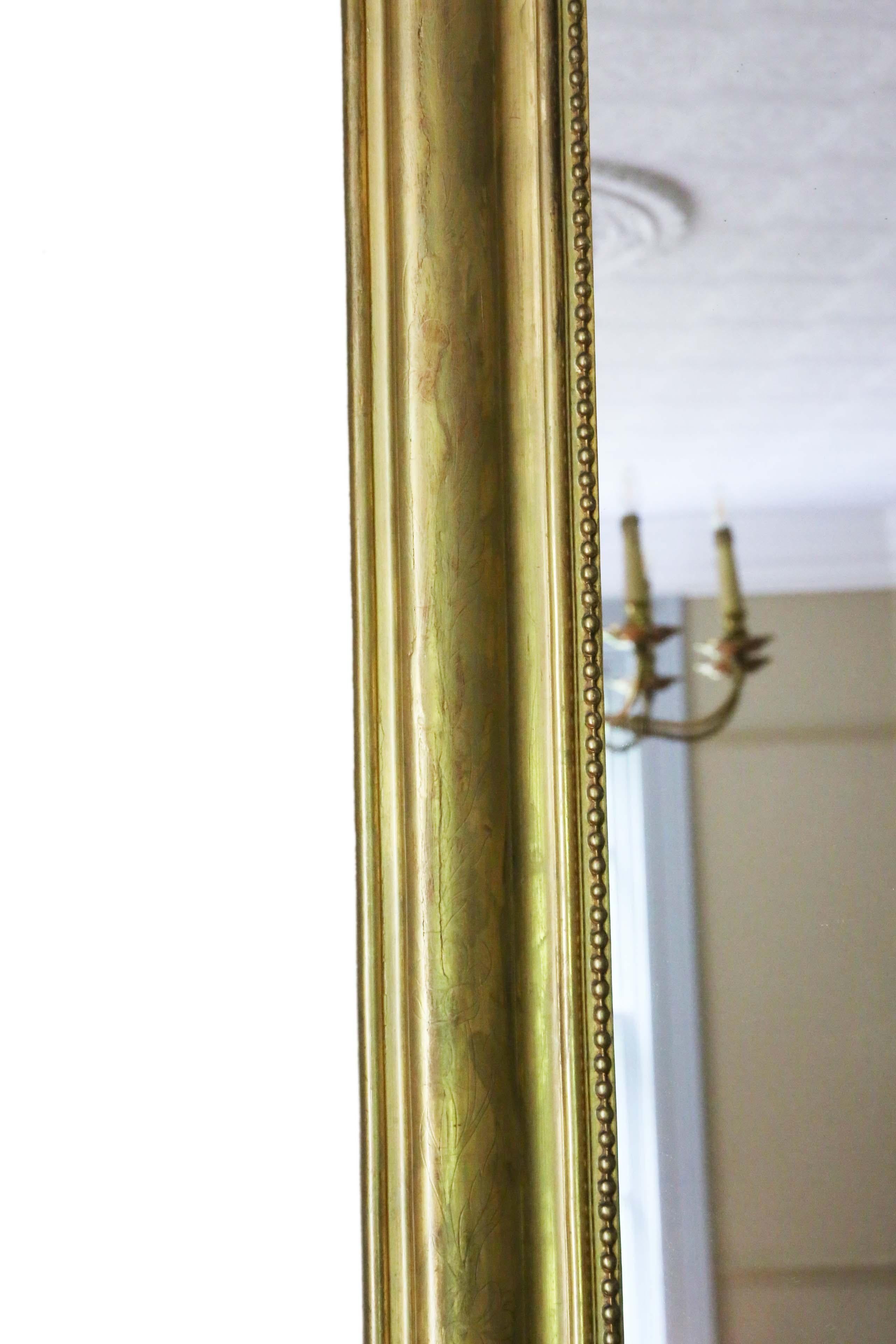 Antique Large Gilt 19th Century Overmantle Wall Mirror In Good Condition In Wisbech, Cambridgeshire