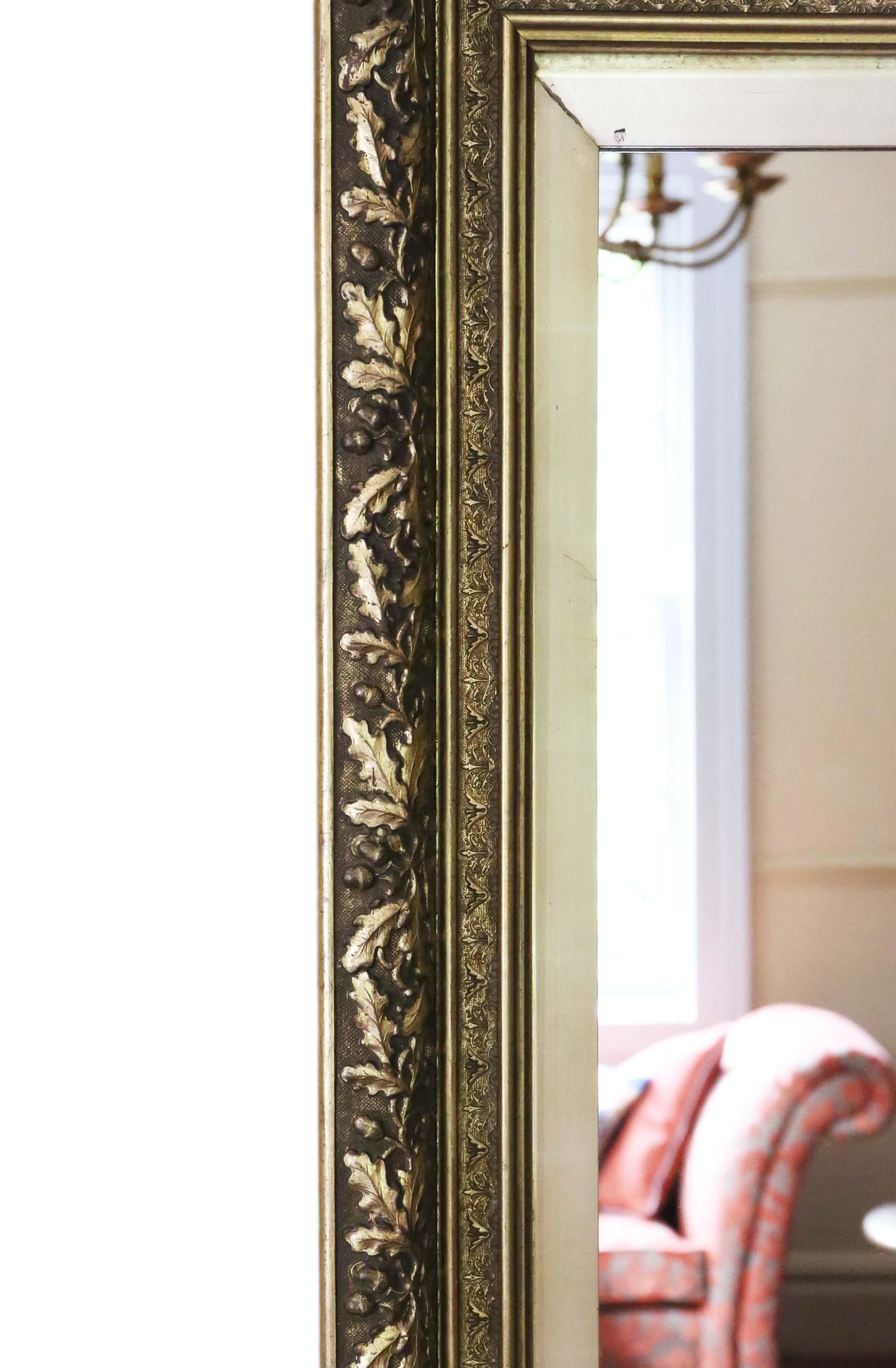 Antique Large Gilt 19th Century Overmantle Wall Mirror For Sale 1