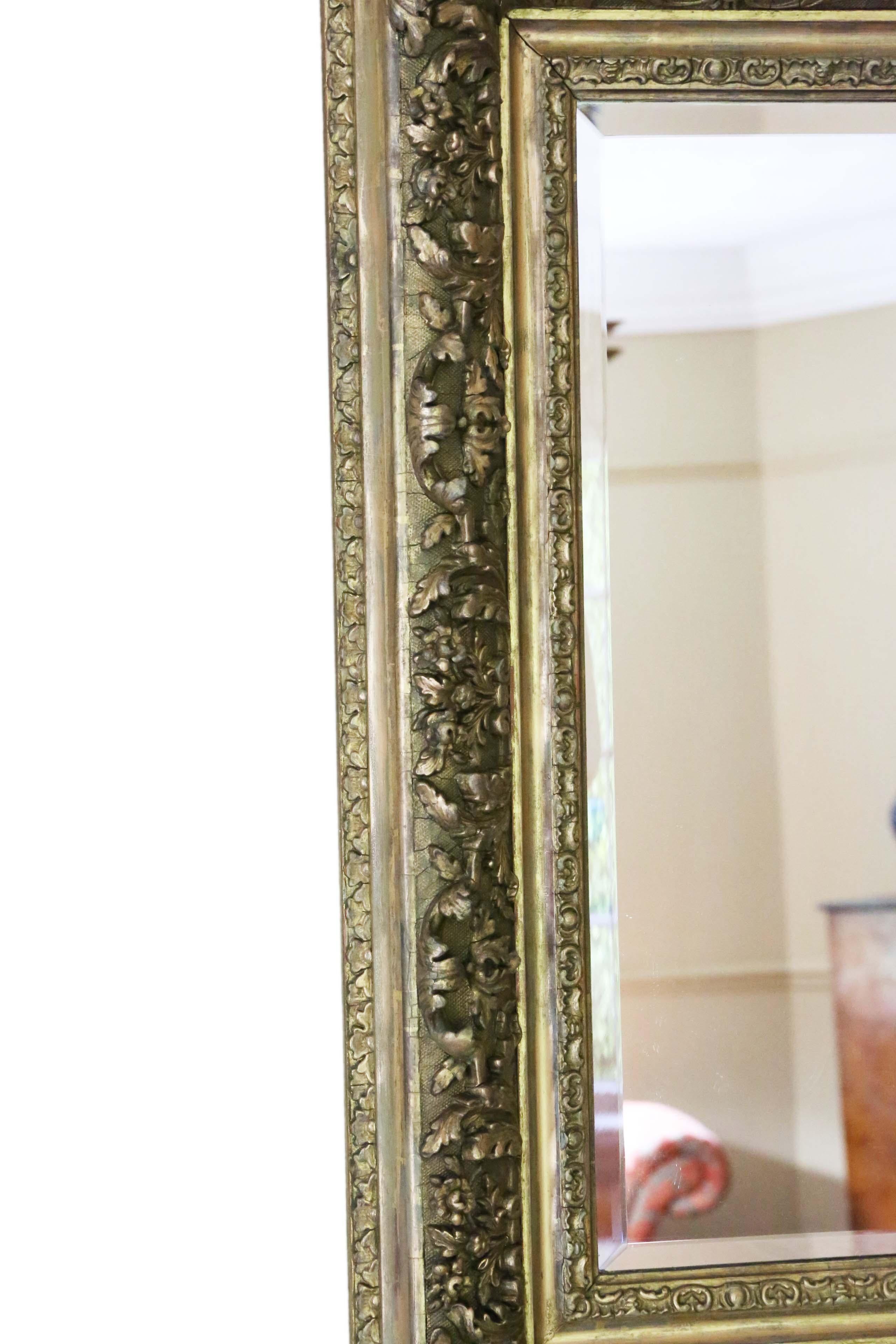 Antique Large Gilt 19th Century Overmantle Wall Mirror For Sale 2