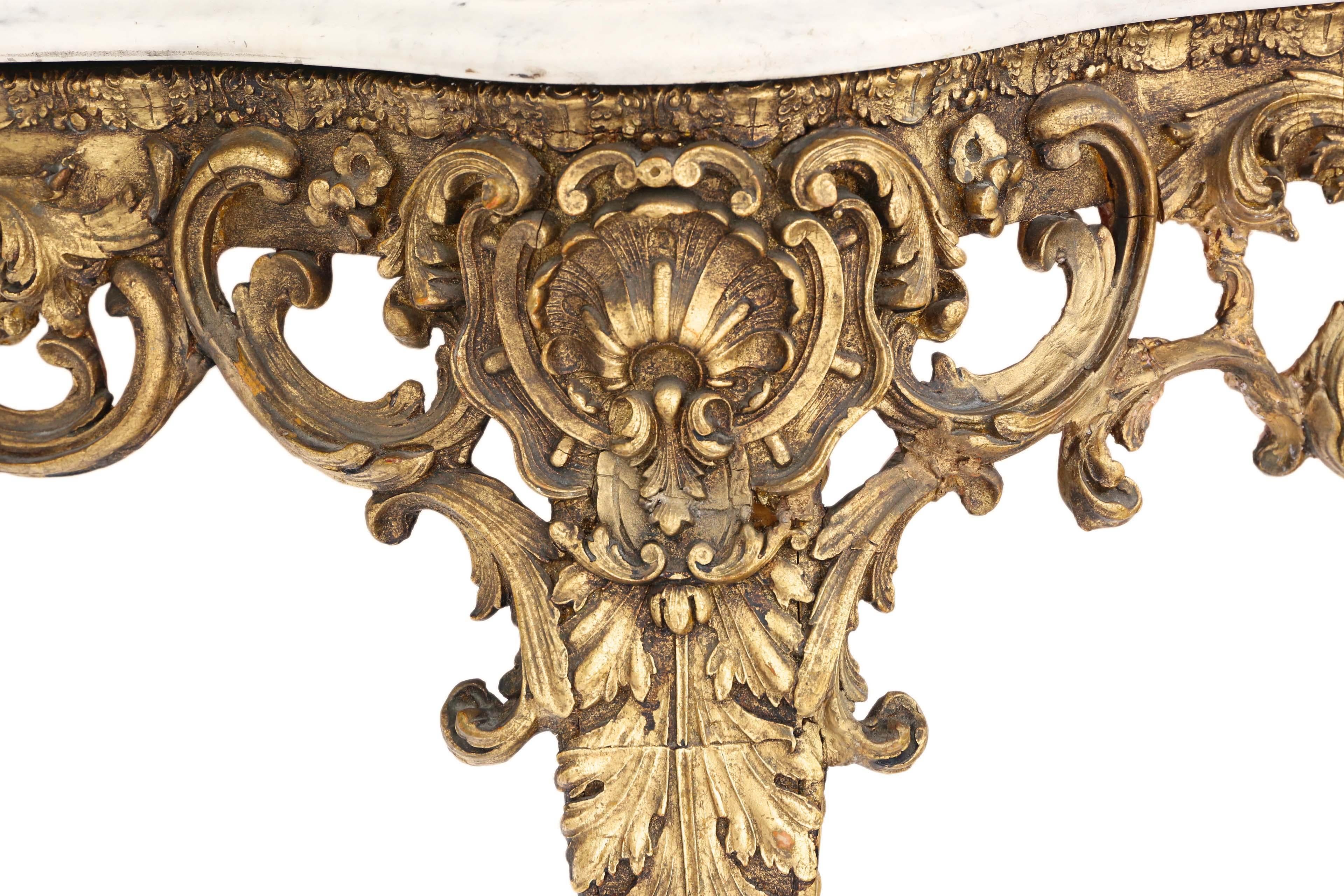 Antique Large Gilt and Marble Console Table In Good Condition In Wisbech, Cambridgeshire