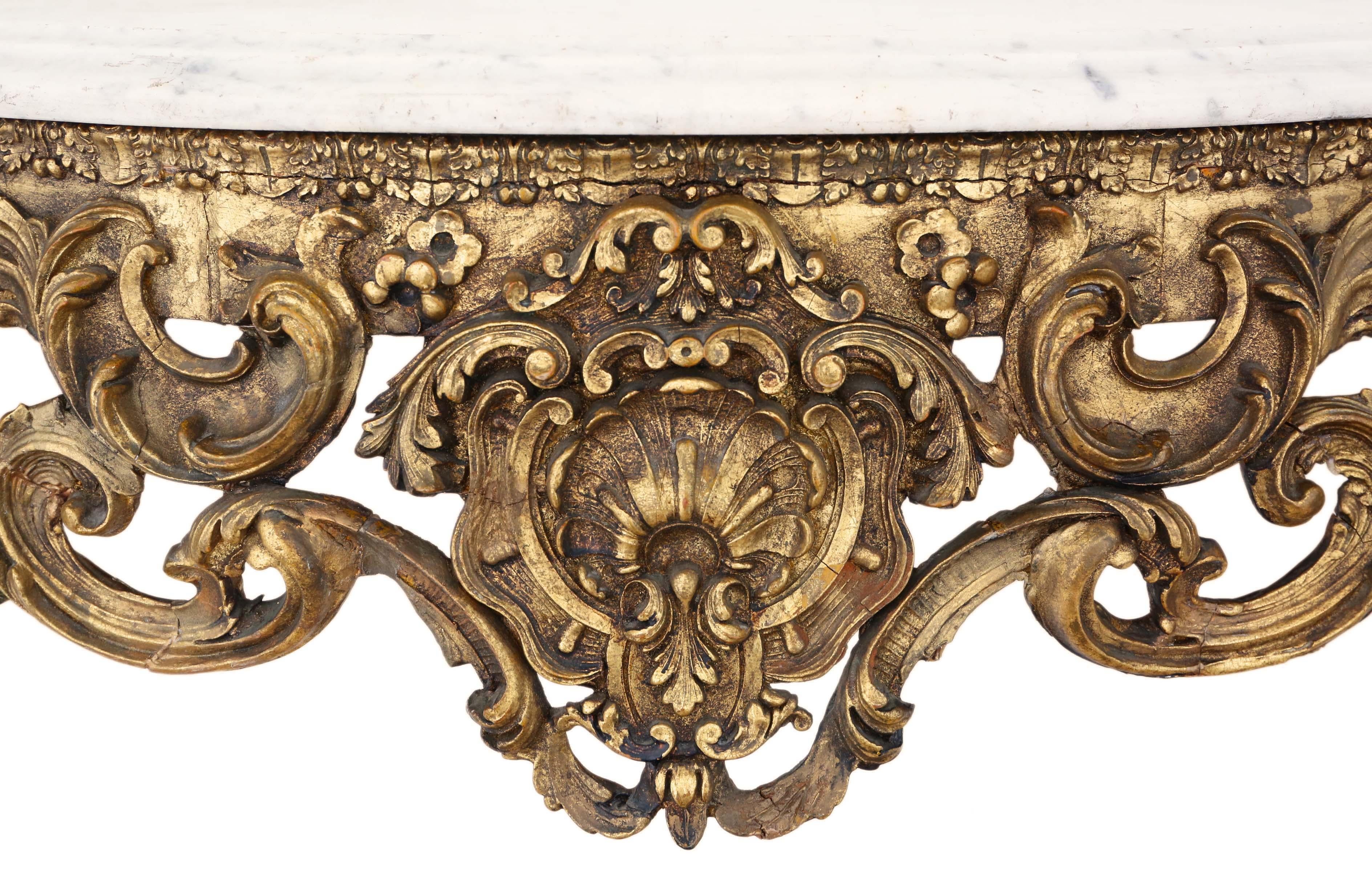 Antique Large Gilt and Marble Console Table 2