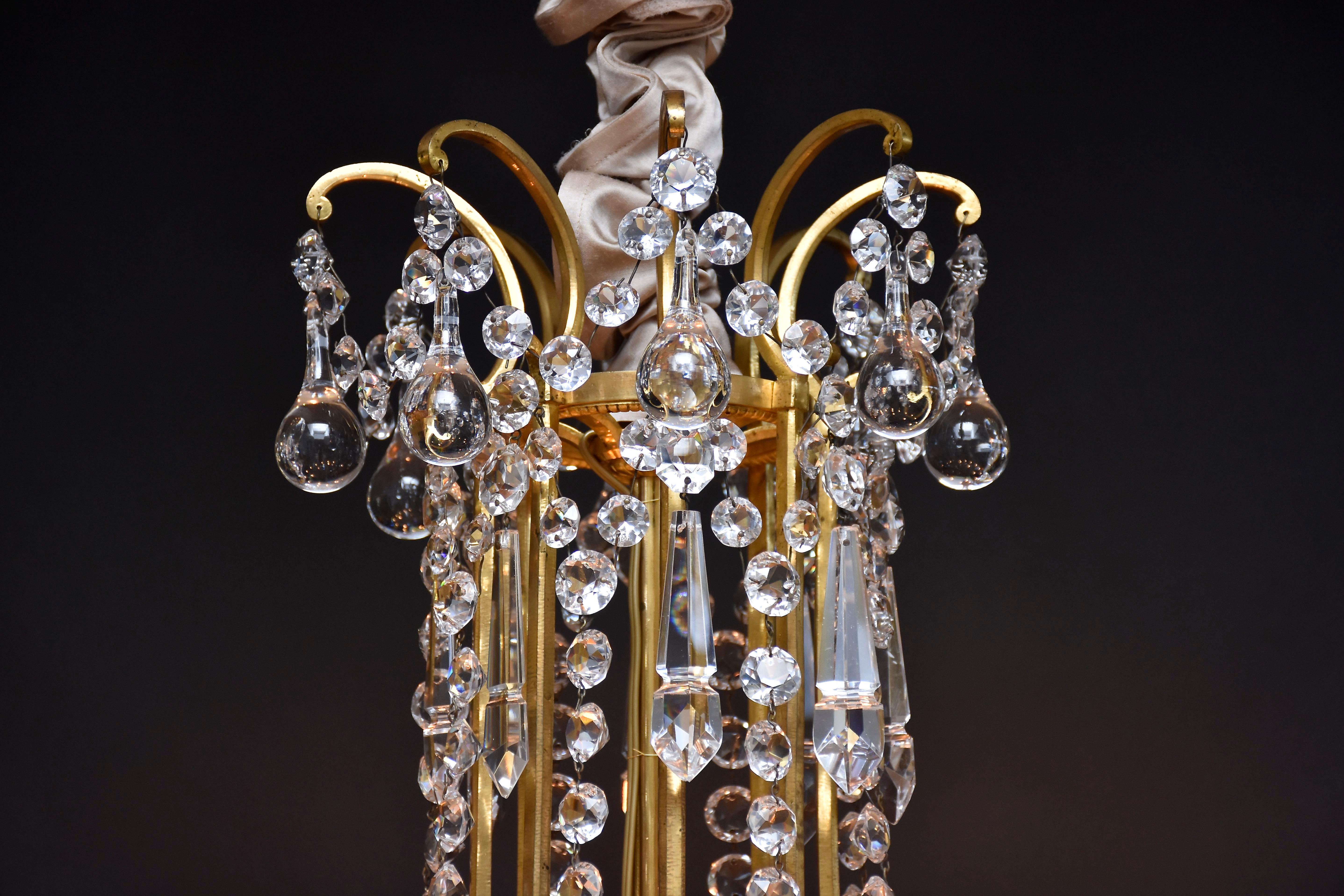 20th Century Antique large gilt bronze French Baccarat chandelier For Sale