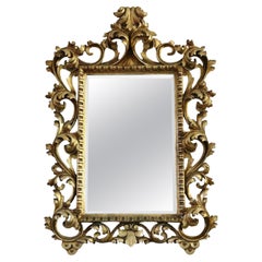 Antiguo gran espejo de pared dorado sobremantel Siglo XIX fina calidad florentina s