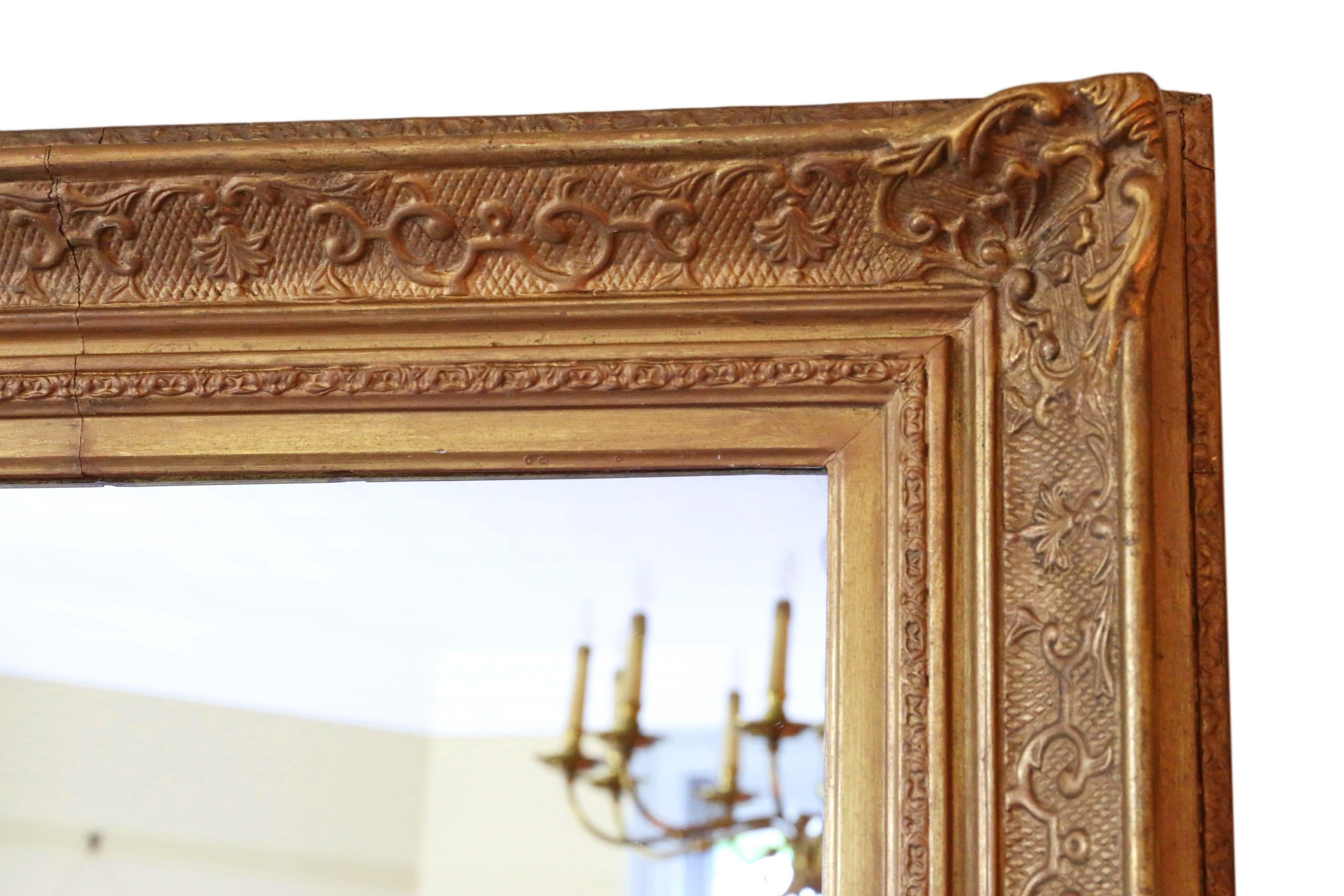 Antique Large Gilt Overmantle Wall Mirror, 19th Century In Good Condition For Sale In Wisbech, Cambridgeshire