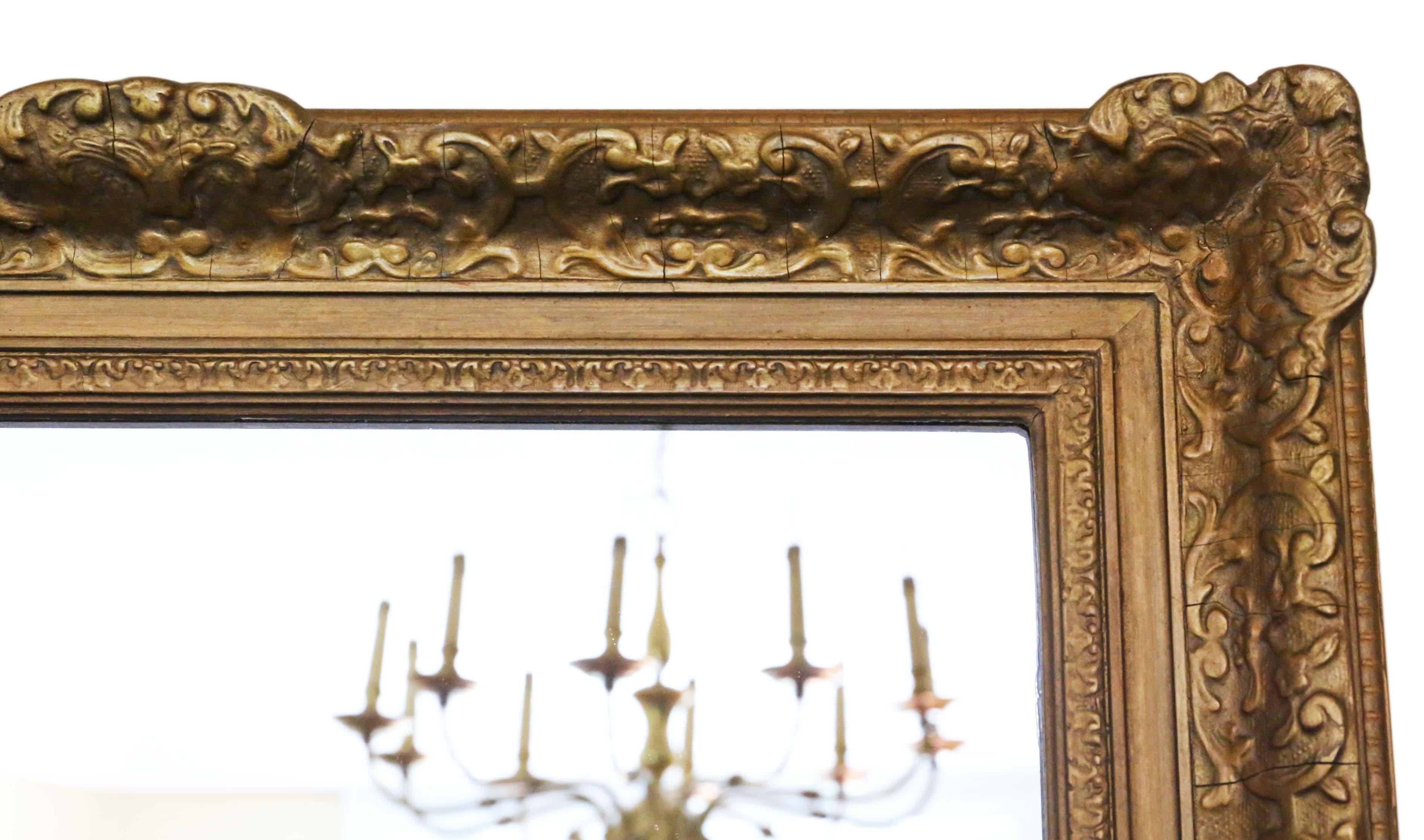 Antique Large Gilt Overmantle Wall Mirror, 19th Century In Good Condition For Sale In Wisbech, Cambridgeshire