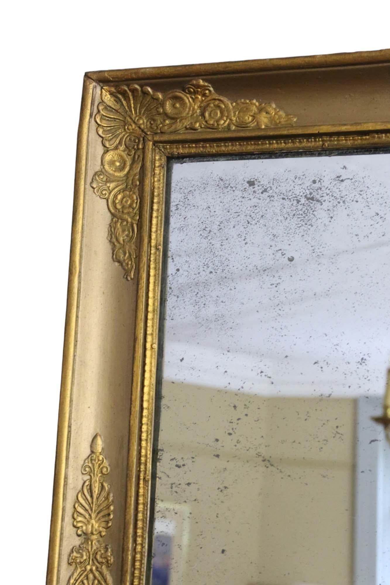 Antique large gilt overmantle wall mirror 19th Century In Good Condition For Sale In Wisbech, Cambridgeshire