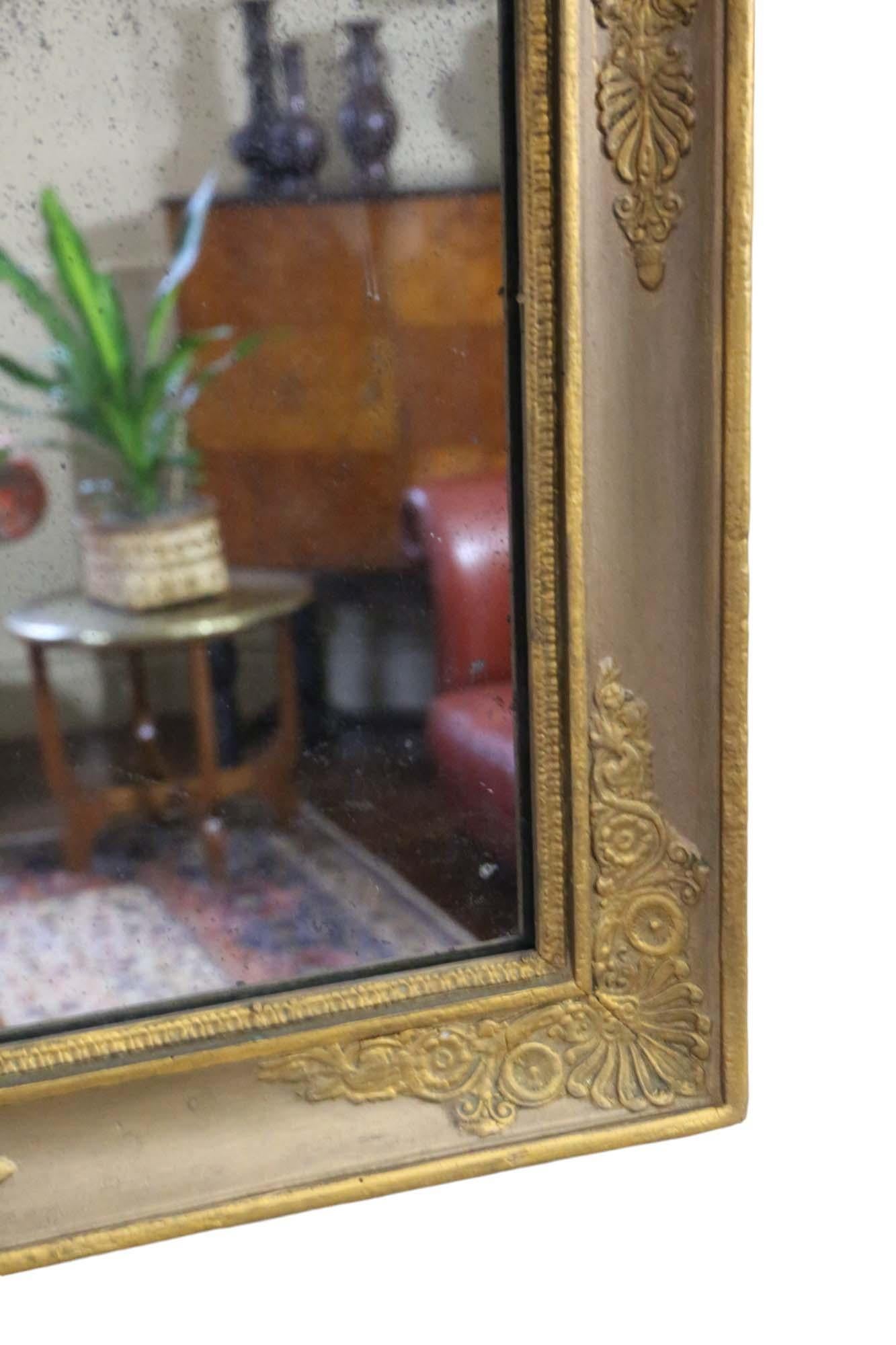 Antique large gilt overmantle wall mirror 19th Century For Sale 1