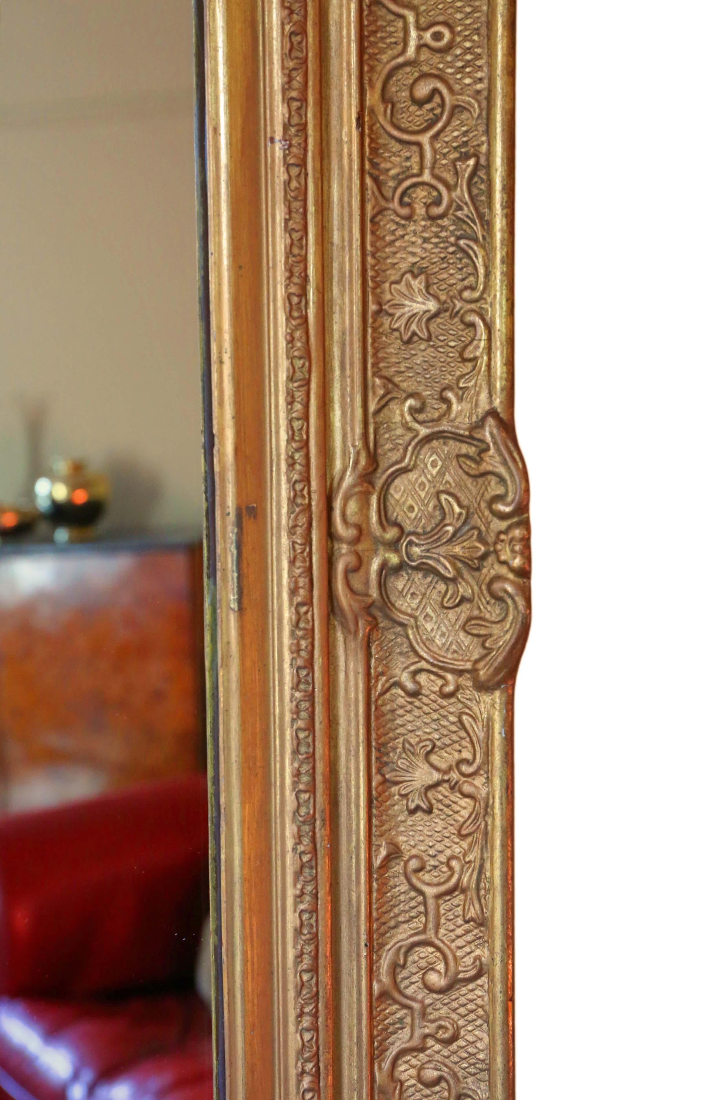 Antique Large Gilt Overmantle Wall Mirror, 19th Century For Sale 2