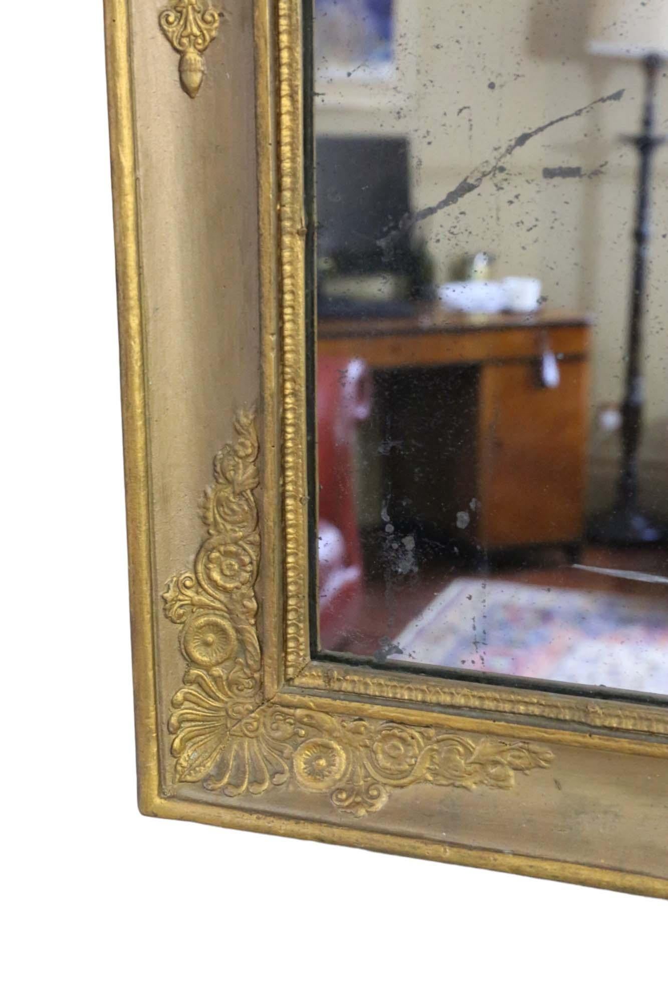 Antique large gilt overmantle wall mirror 19th Century For Sale 2
