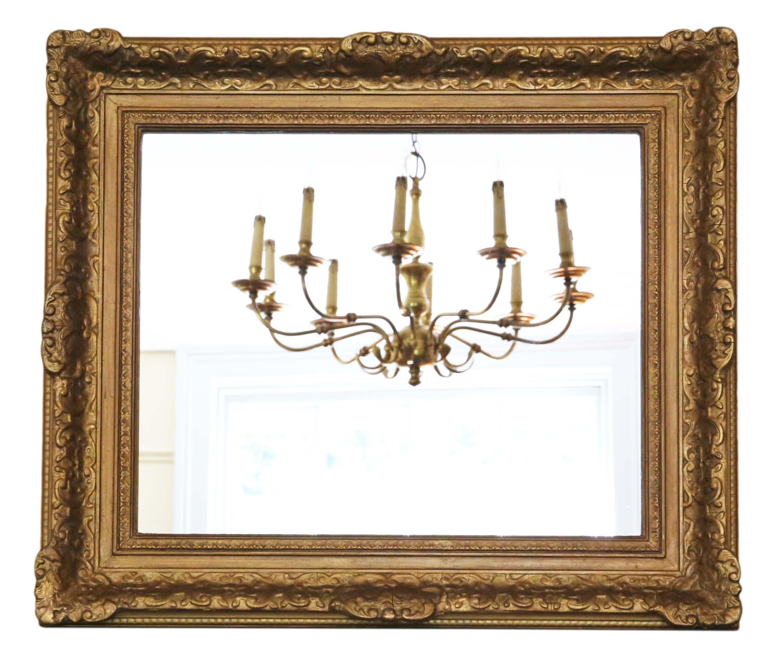 Antique Large Gilt Overmantle Wall Mirror, 19th Century For Sale 3