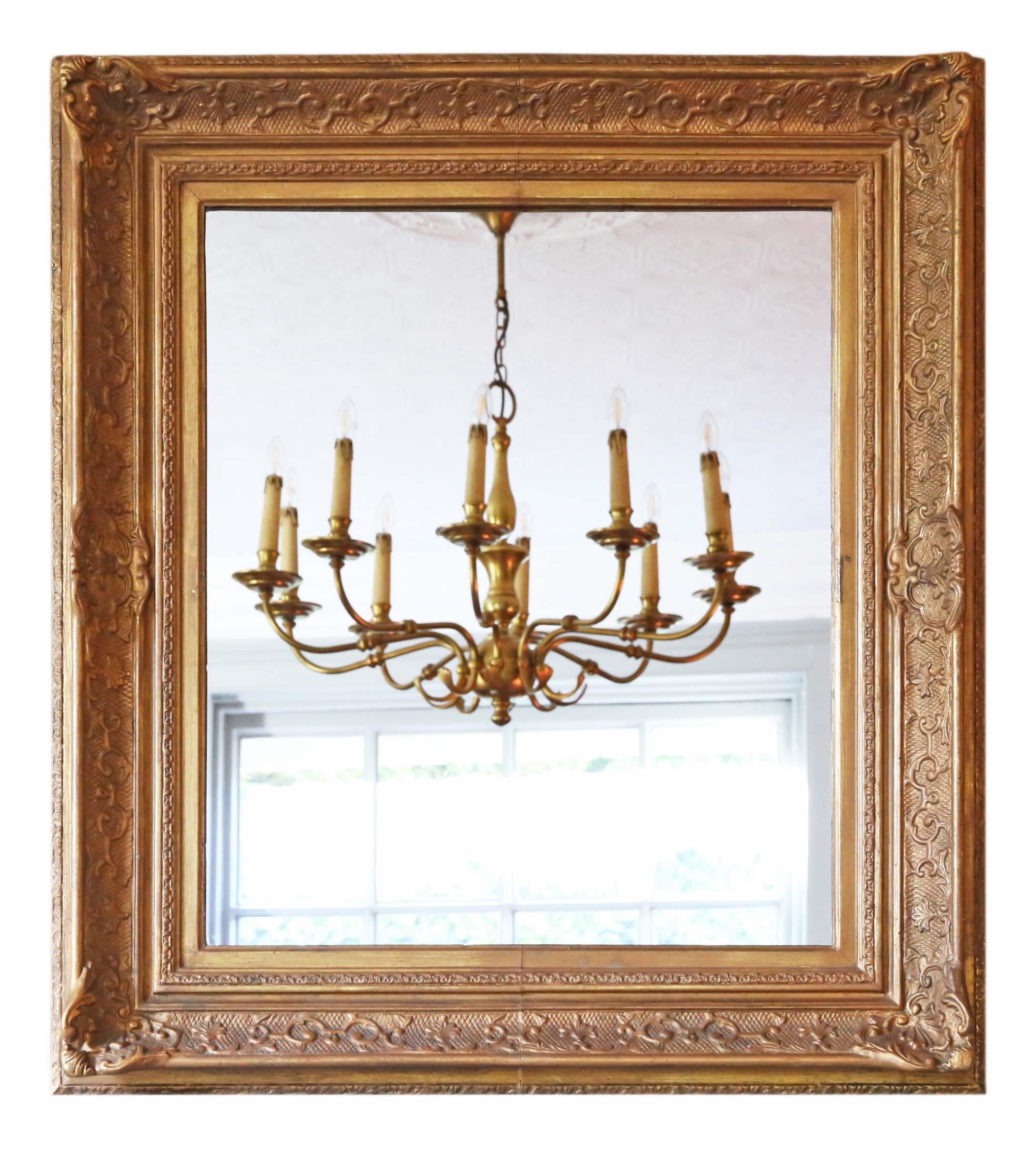 Antique Large Gilt Overmantle Wall Mirror, 19th Century For Sale 4