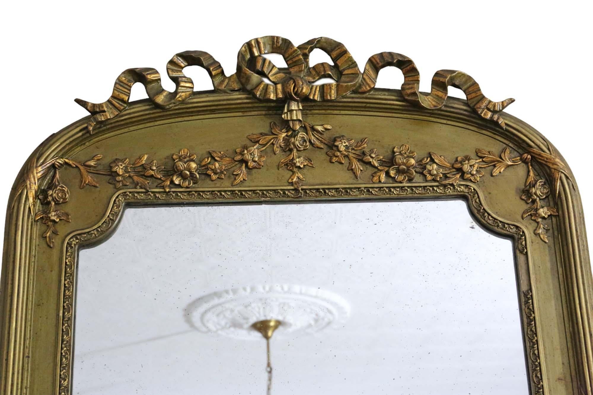 Antique large gilt overmantle wall mirror C1900 fine quality In Good Condition For Sale In Wisbech, Cambridgeshire