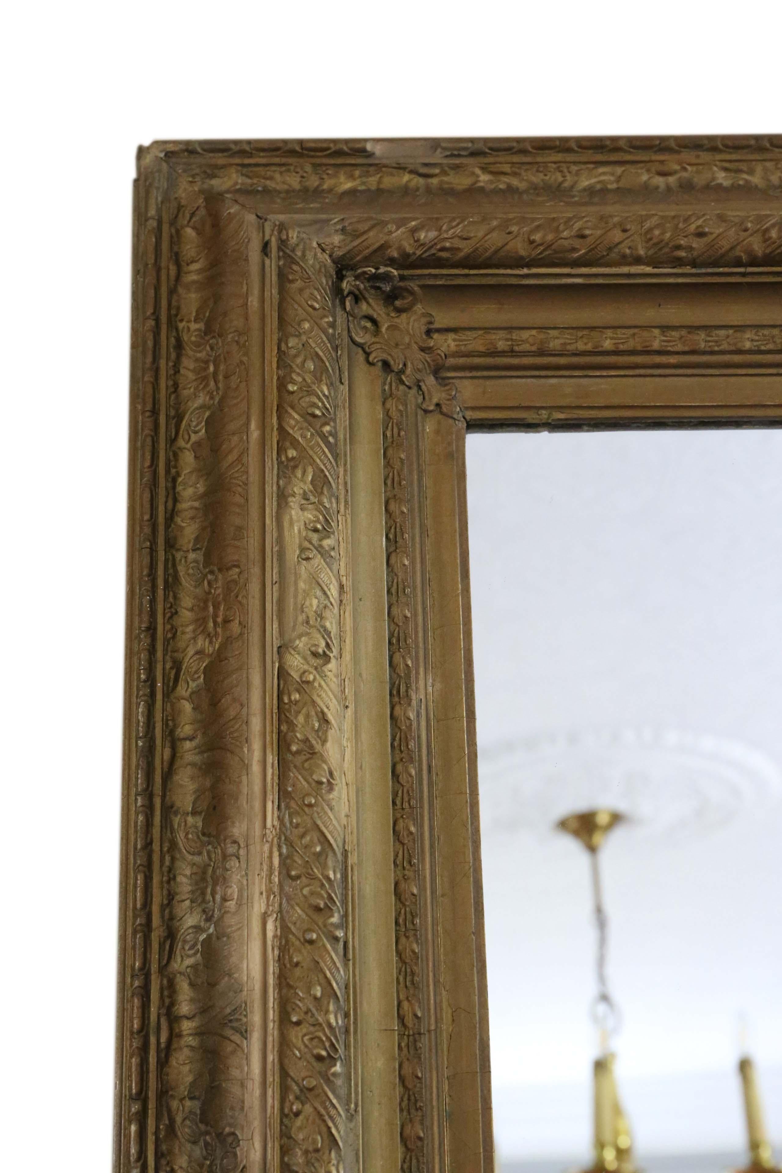 Antique Large Gilt Wall Mirror 19th Century Overmantle In Good Condition In Wisbech, Cambridgeshire