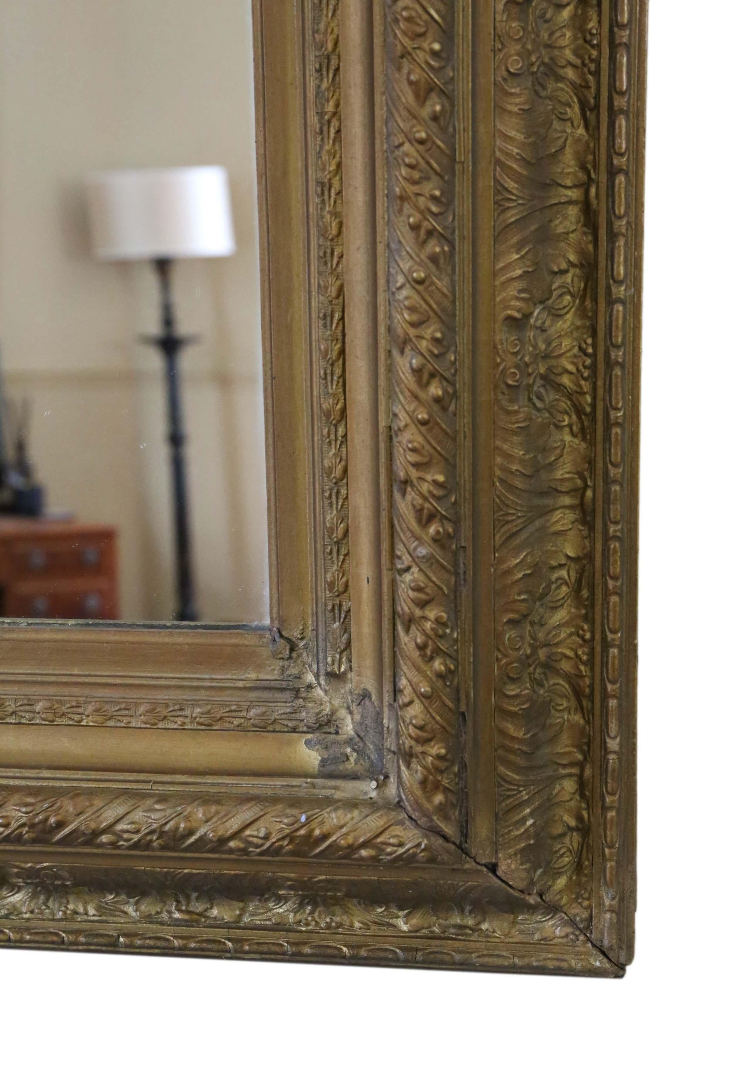 Giltwood Antique Large Gilt Wall Mirror 19th Century Overmantle
