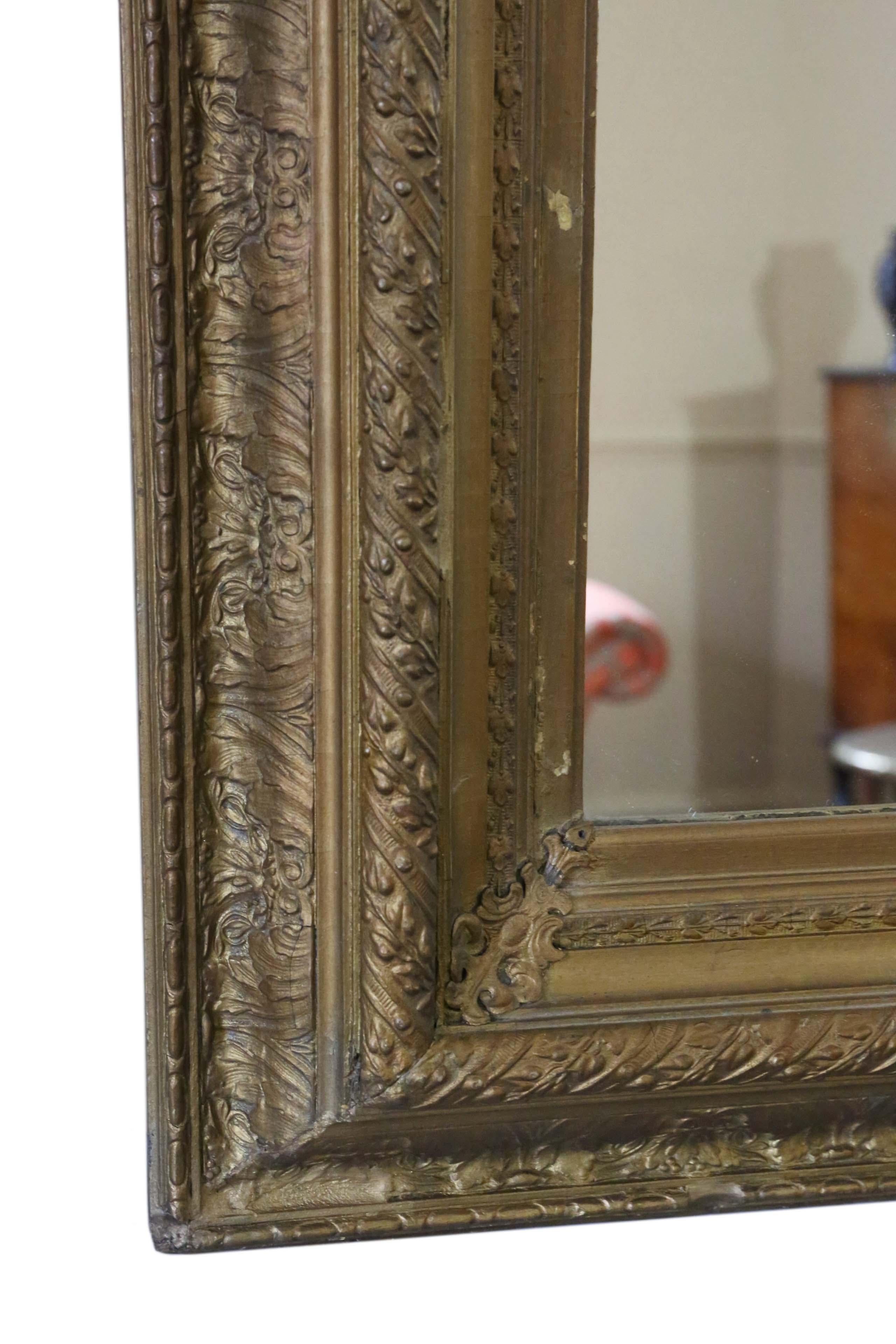 Antique Large Gilt Wall Mirror 19th Century Overmantle 1
