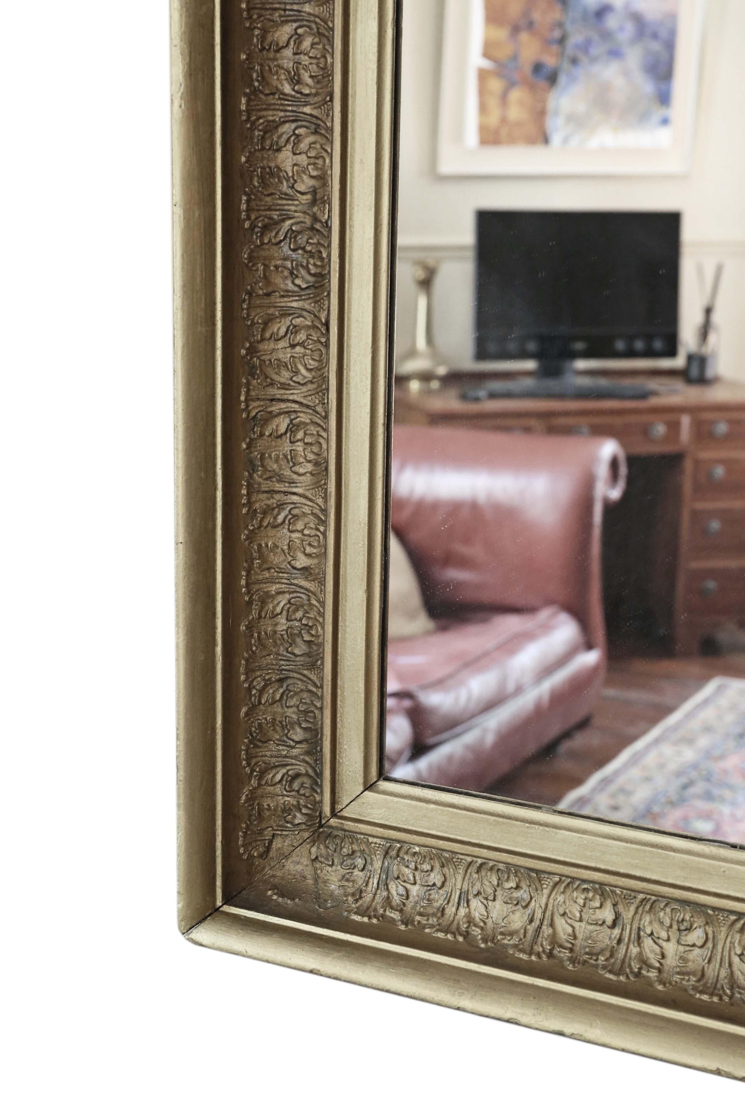 Antique Large Gilt Wall Mirror Mid-19th Century Overmantle For Sale 2