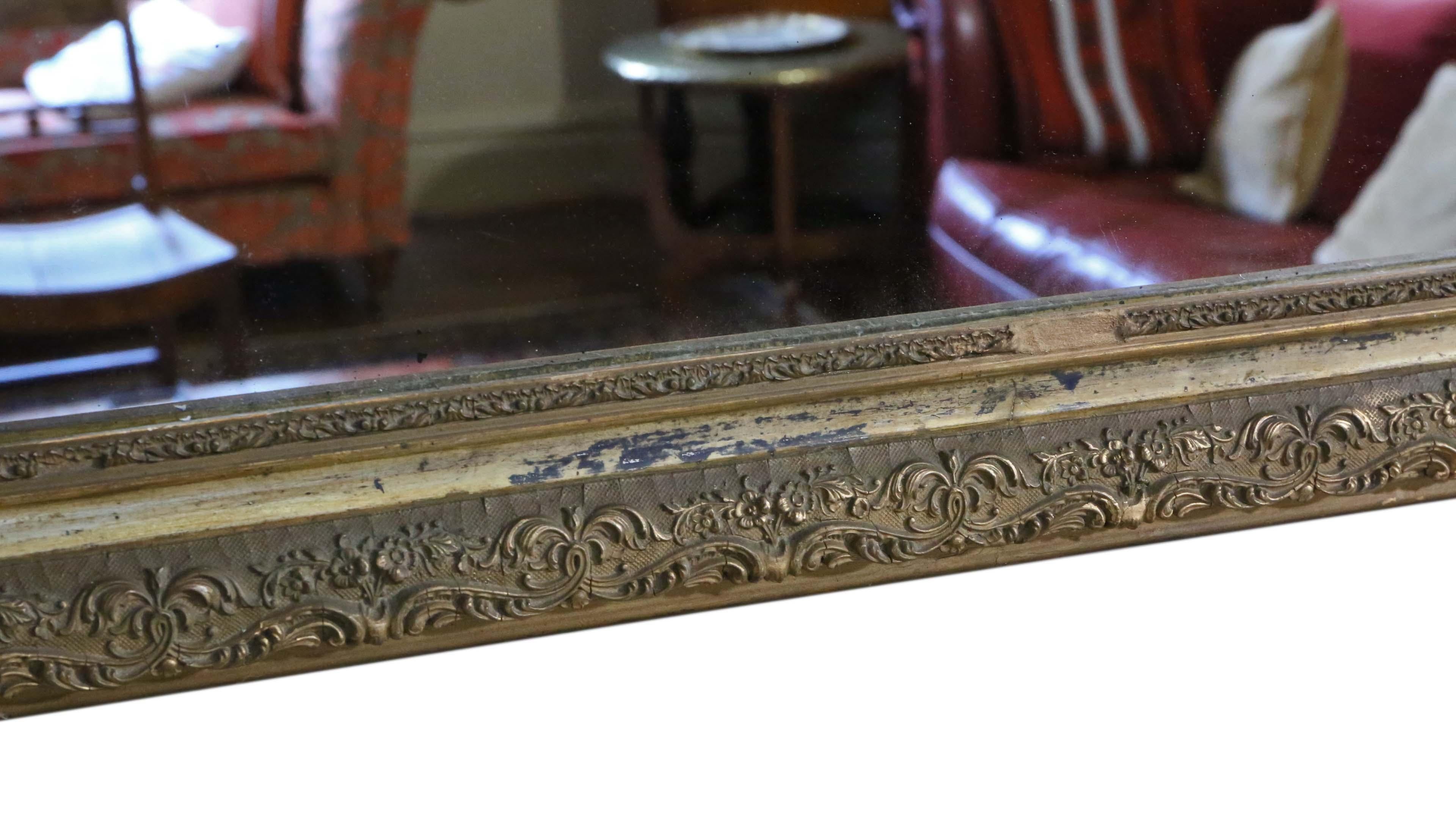 Antique Large Gilt Wall Mirror Overmantle, 19th Century For Sale 7